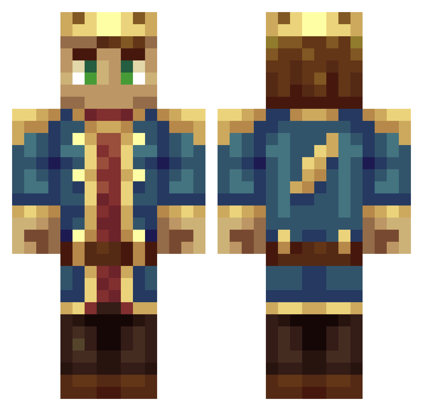 Zunima Minecraft skin, front and back view
