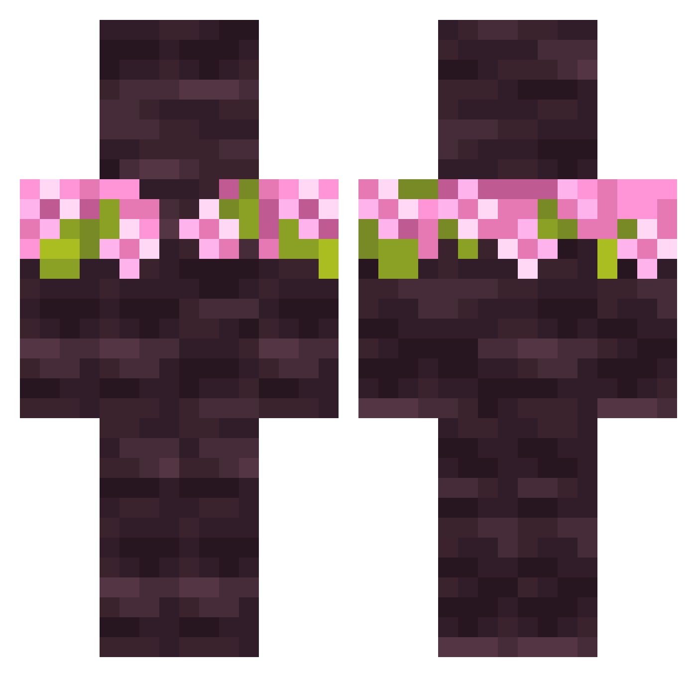 Chery22357 Minecraft skin, front and back view