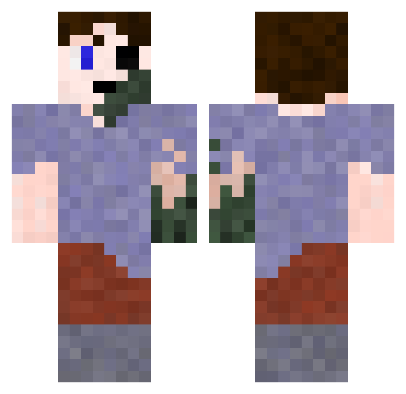 JacketMJM Minecraft skin, front and back view