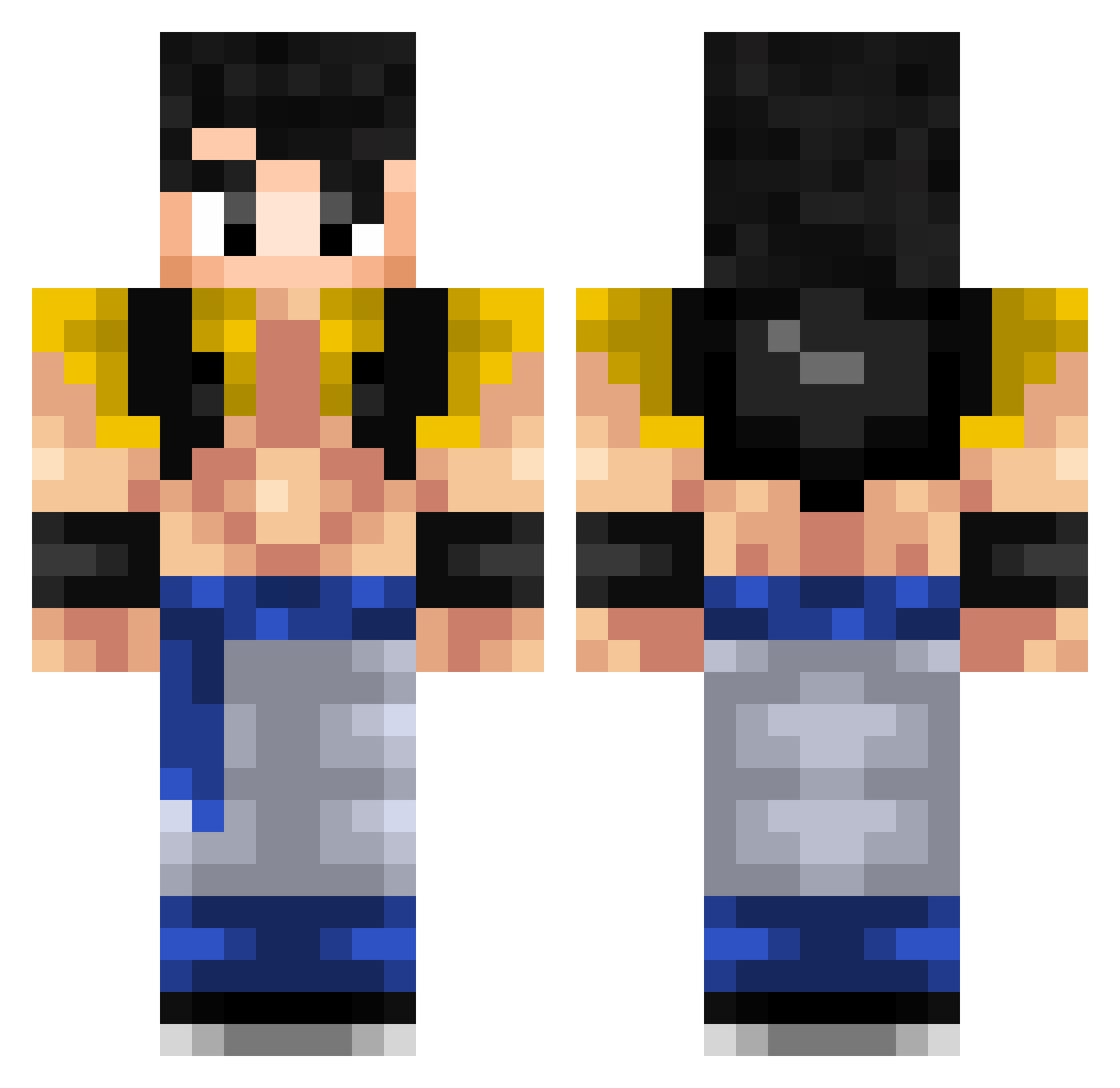 RedMature Minecraft skin, front and back view