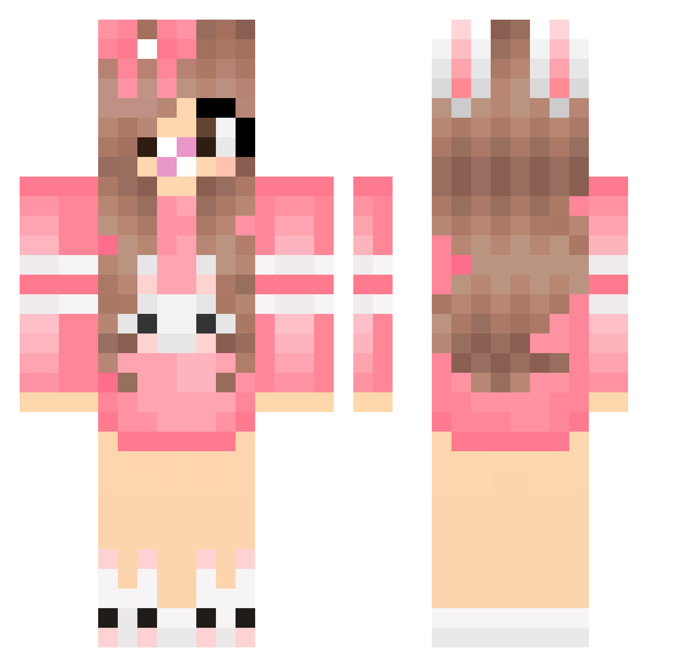 Conjugated Minecraft skin, front and back view