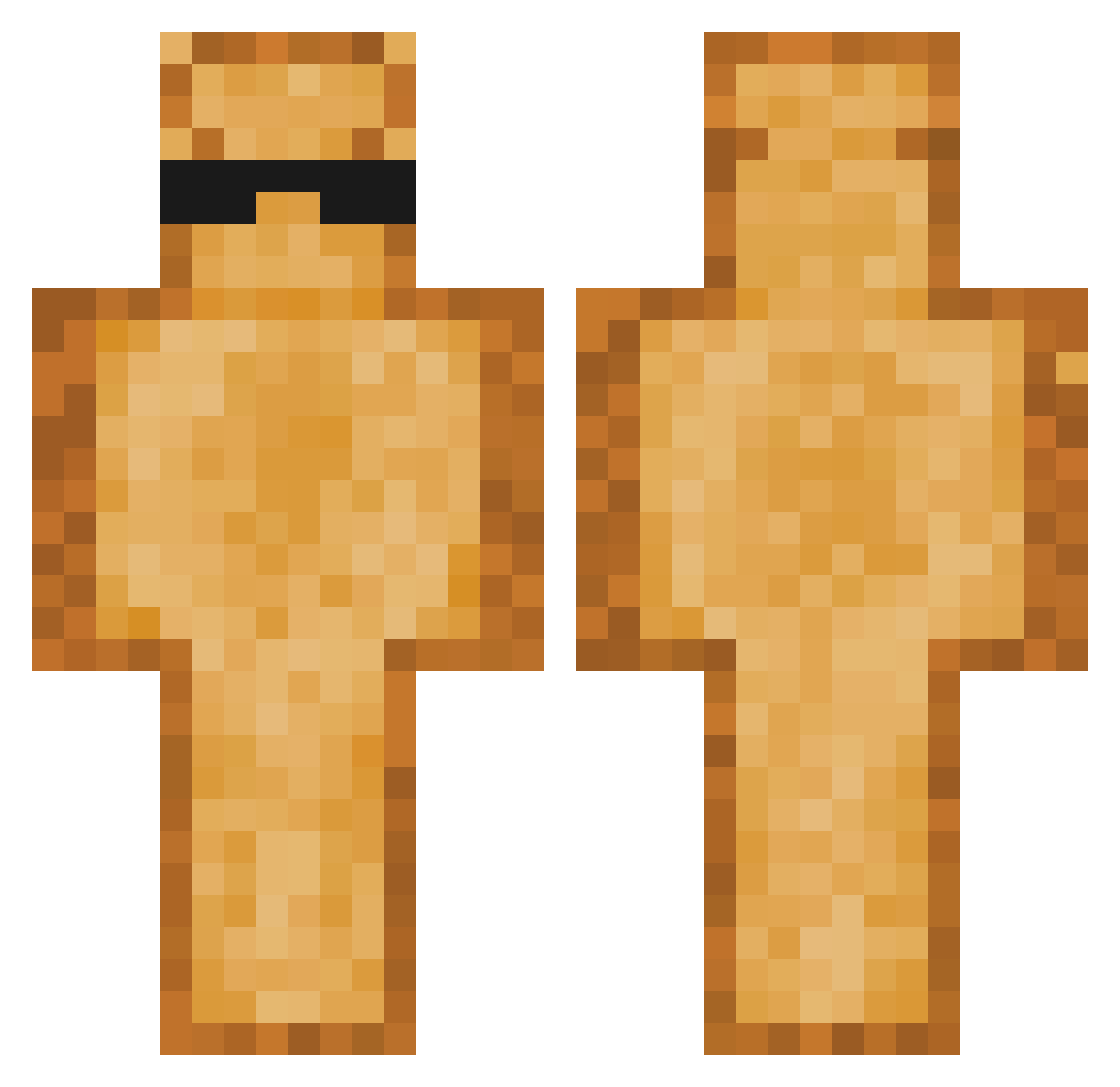 WinterBrad Minecraft skin, front and back view