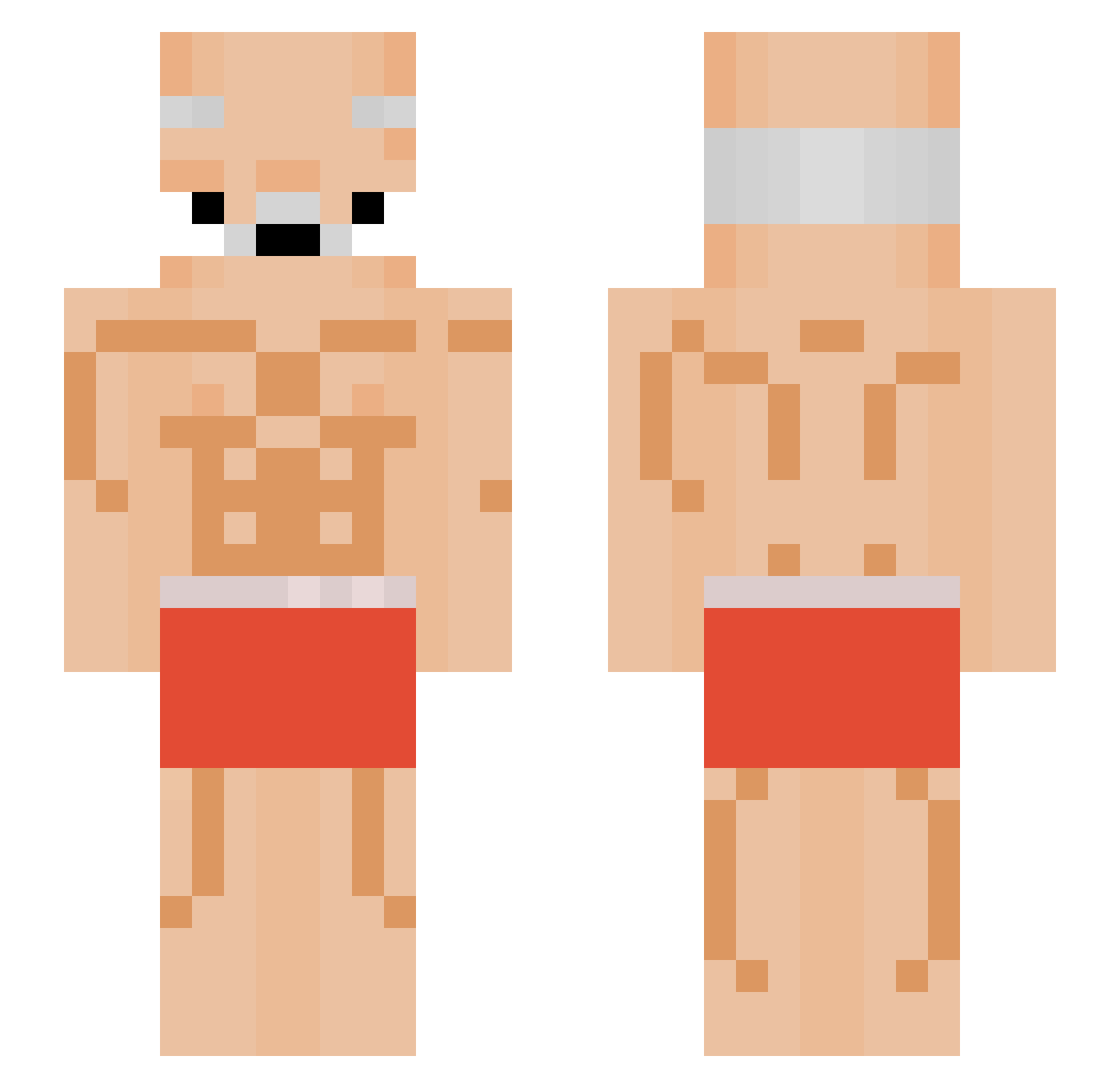 WiseGrandpa Minecraft skin, front and back view