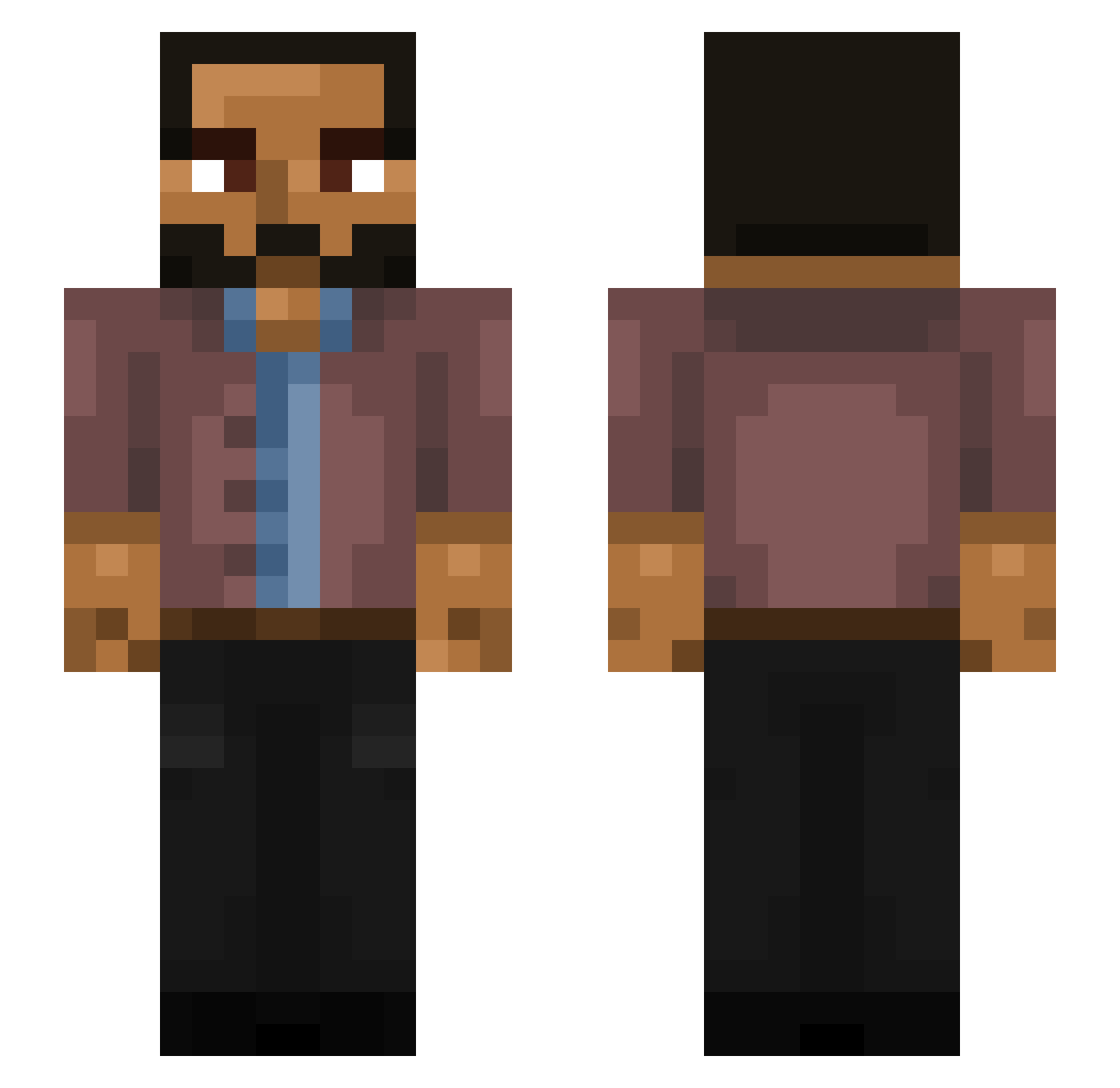 Tony_thewerehog Minecraft skin, front and back view