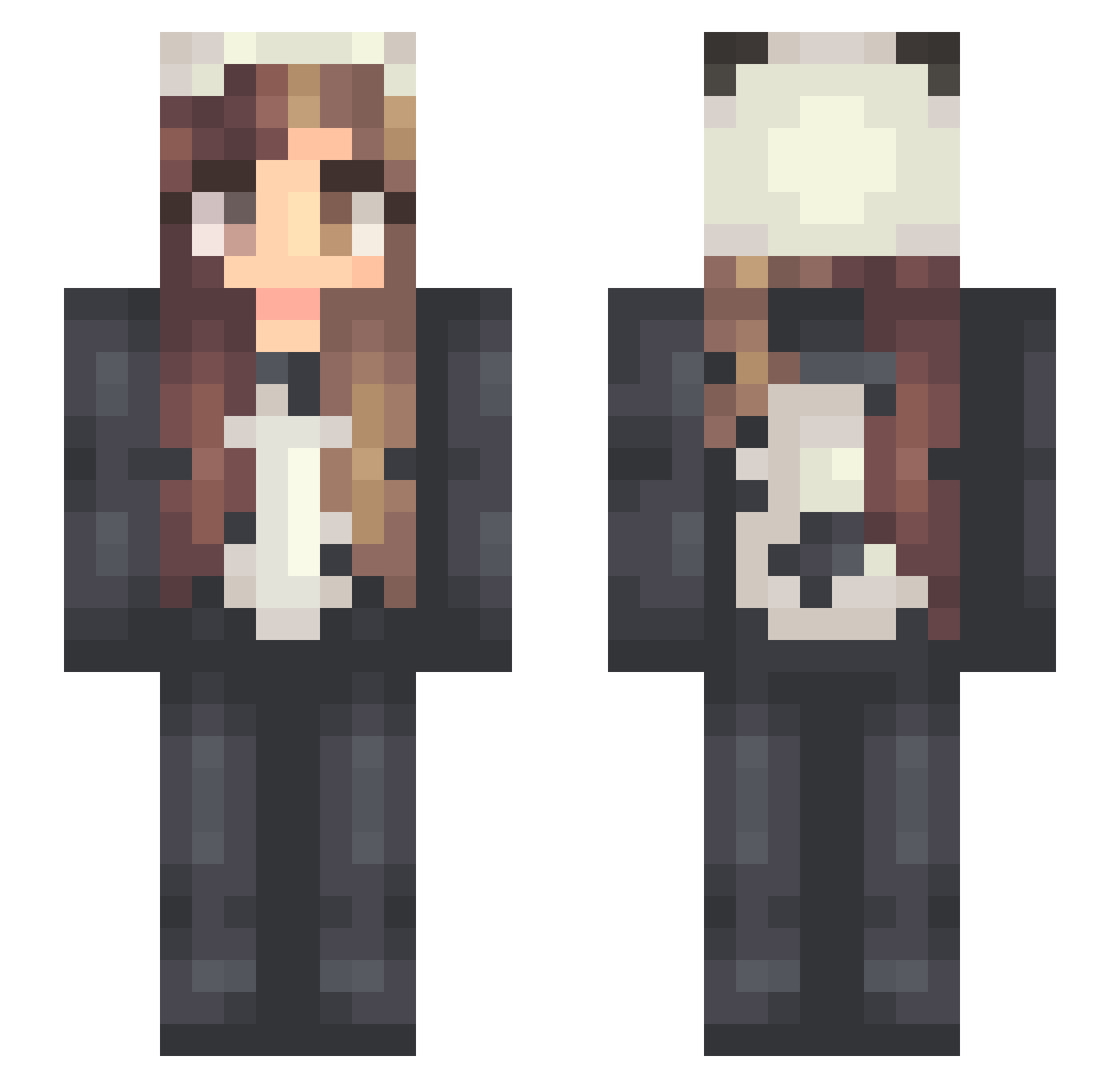 frankenstein Minecraft skin, front and back view