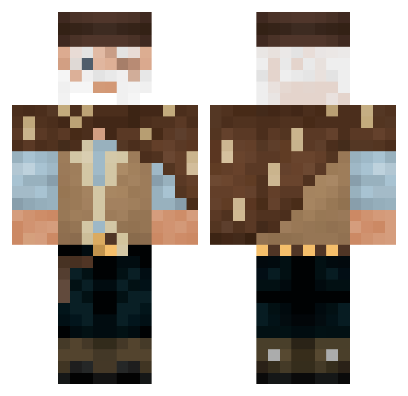 CaptBlueCollar Minecraft skin, front and back view