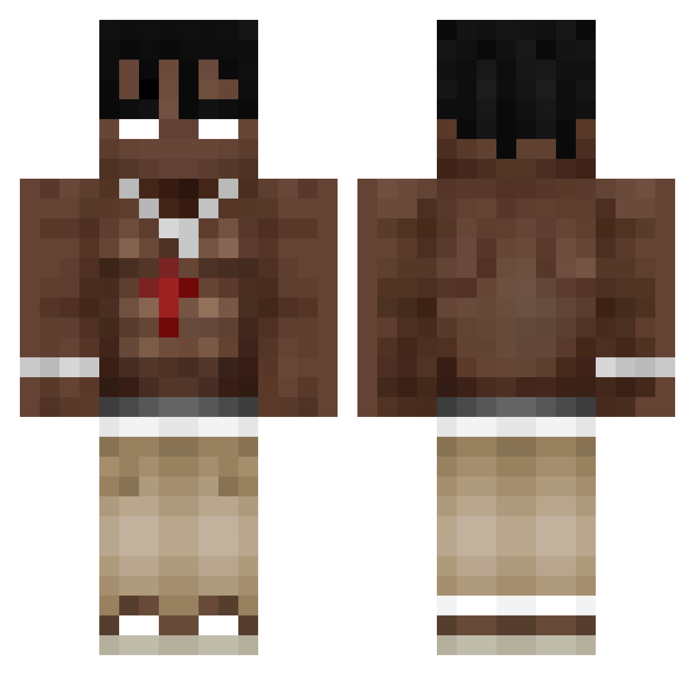 Bompie134 Minecraft skin, front and back view