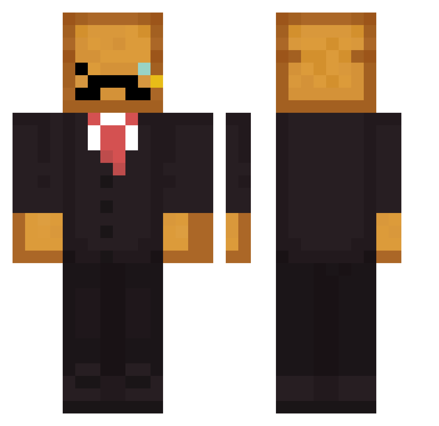 NotQuex Minecraft skin, front and back view