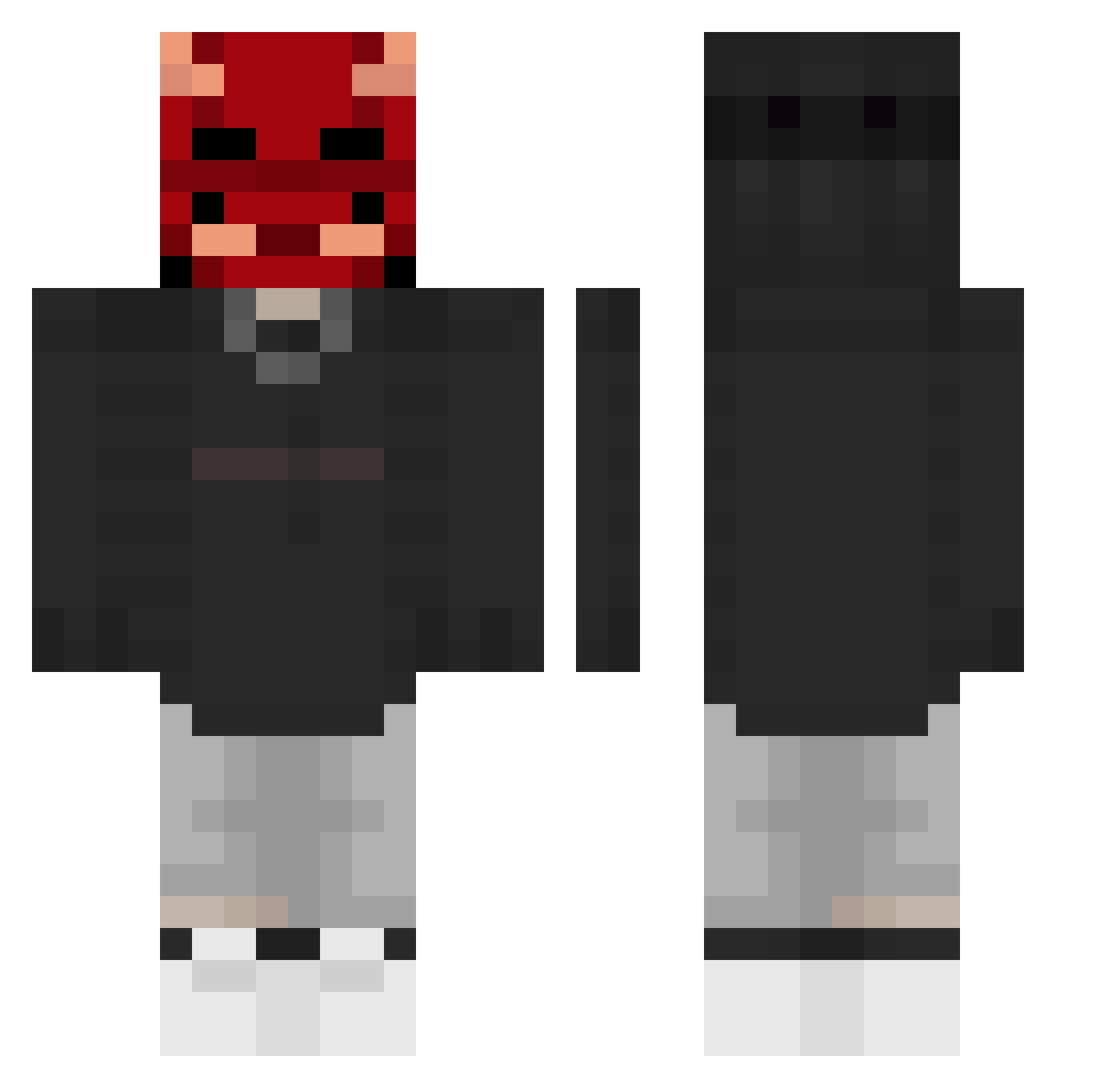 DevReform Minecraft skin, front and back view
