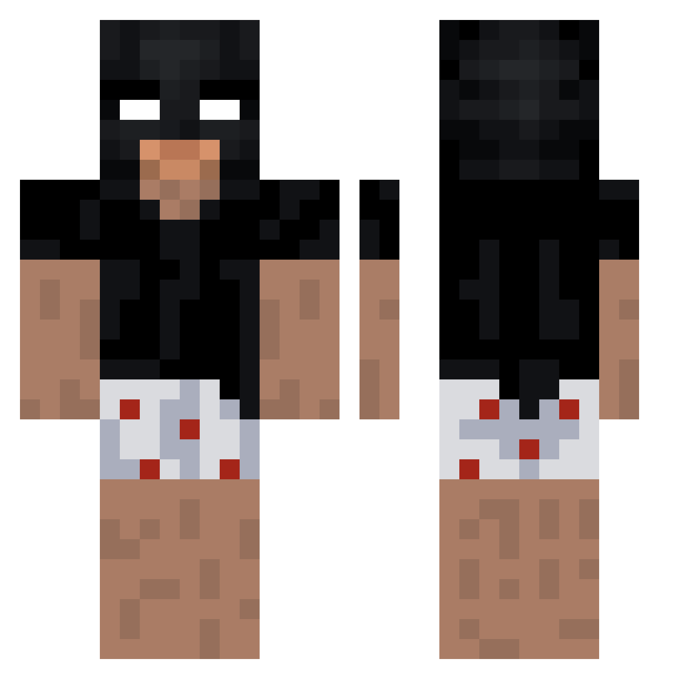 MshowTP Minecraft skin, front and back view