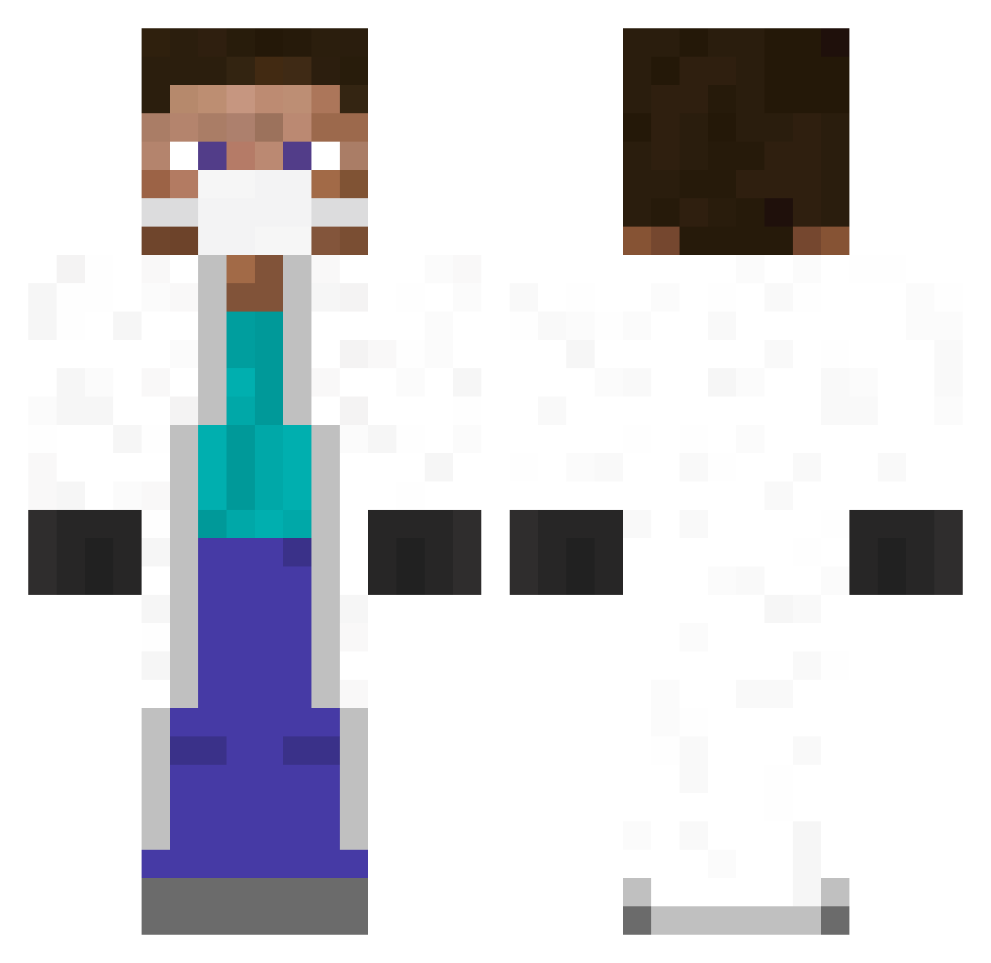 Fluffy_COVID Minecraft skin, front and back view