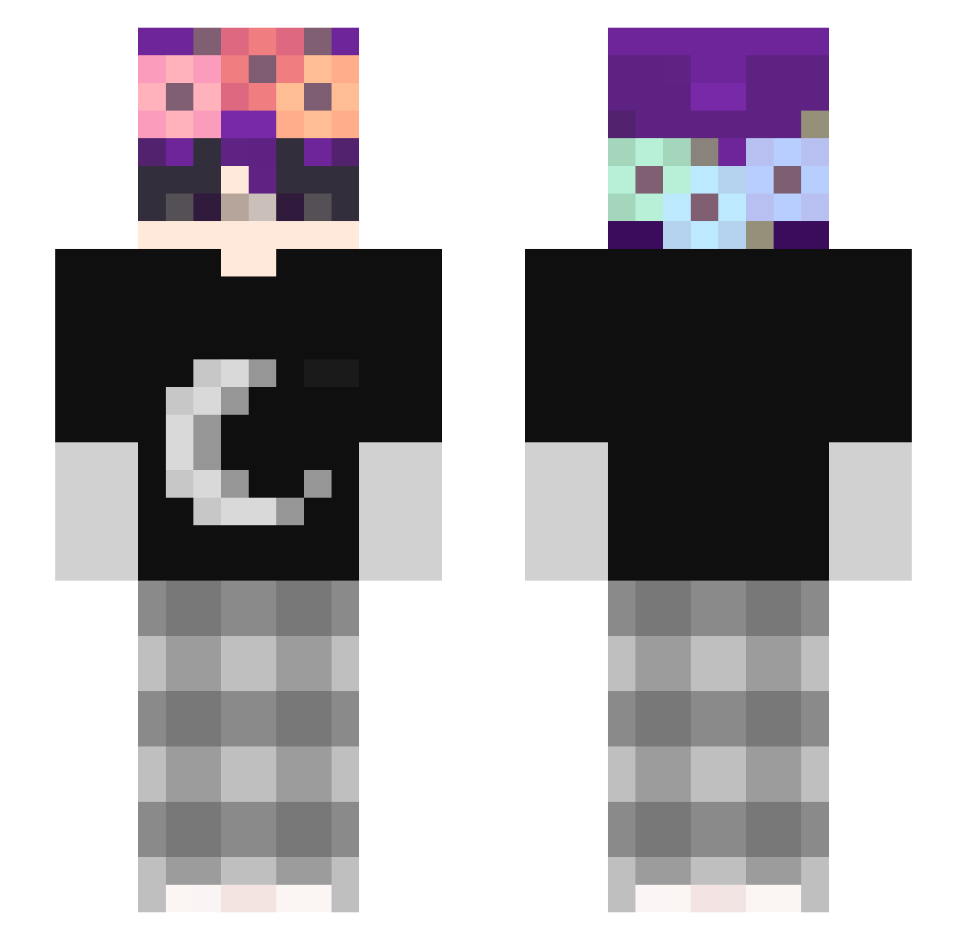Vefater_YT Minecraft skin, front and back view