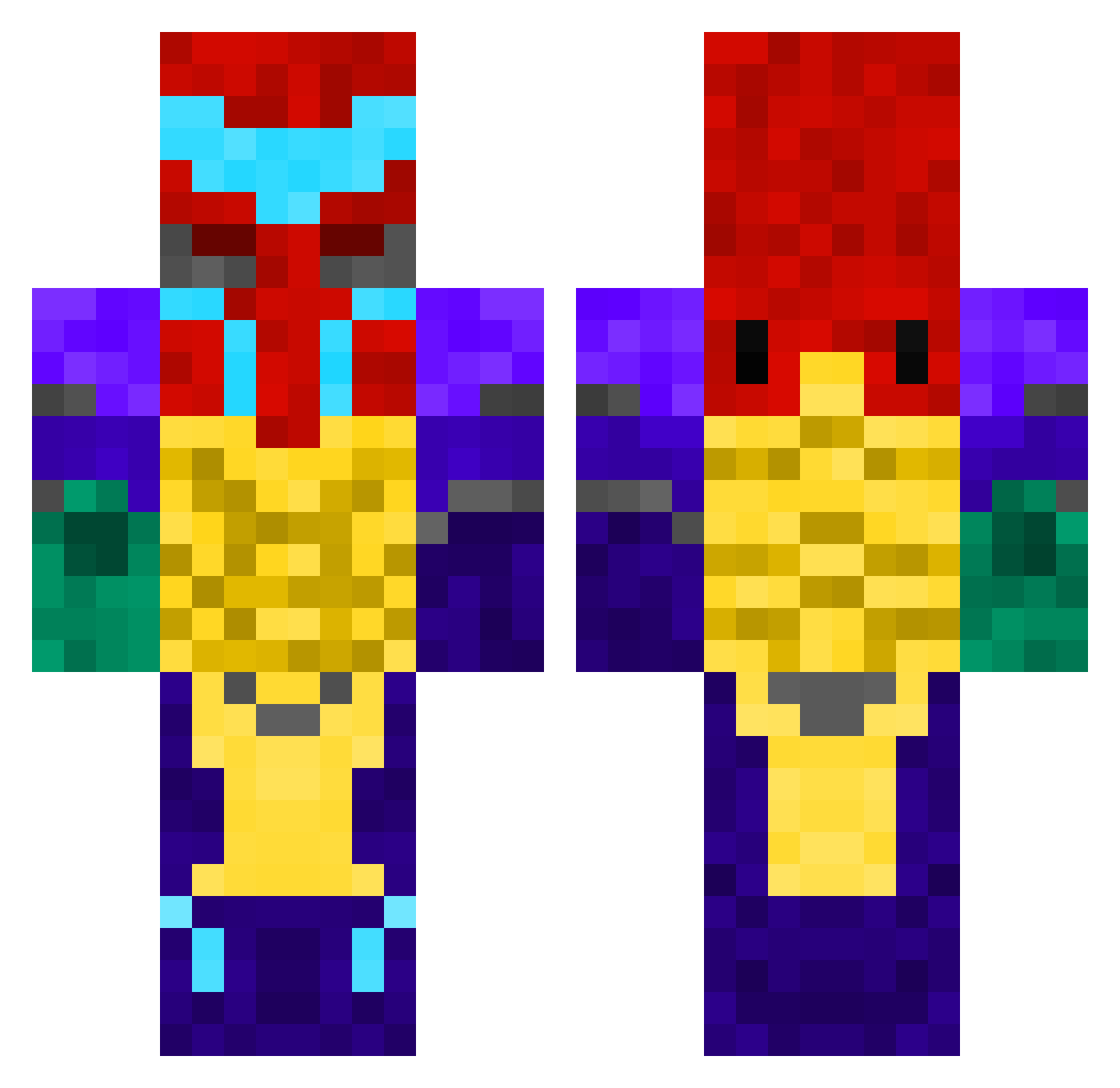 SirpoSpin Minecraft skin, front and back view