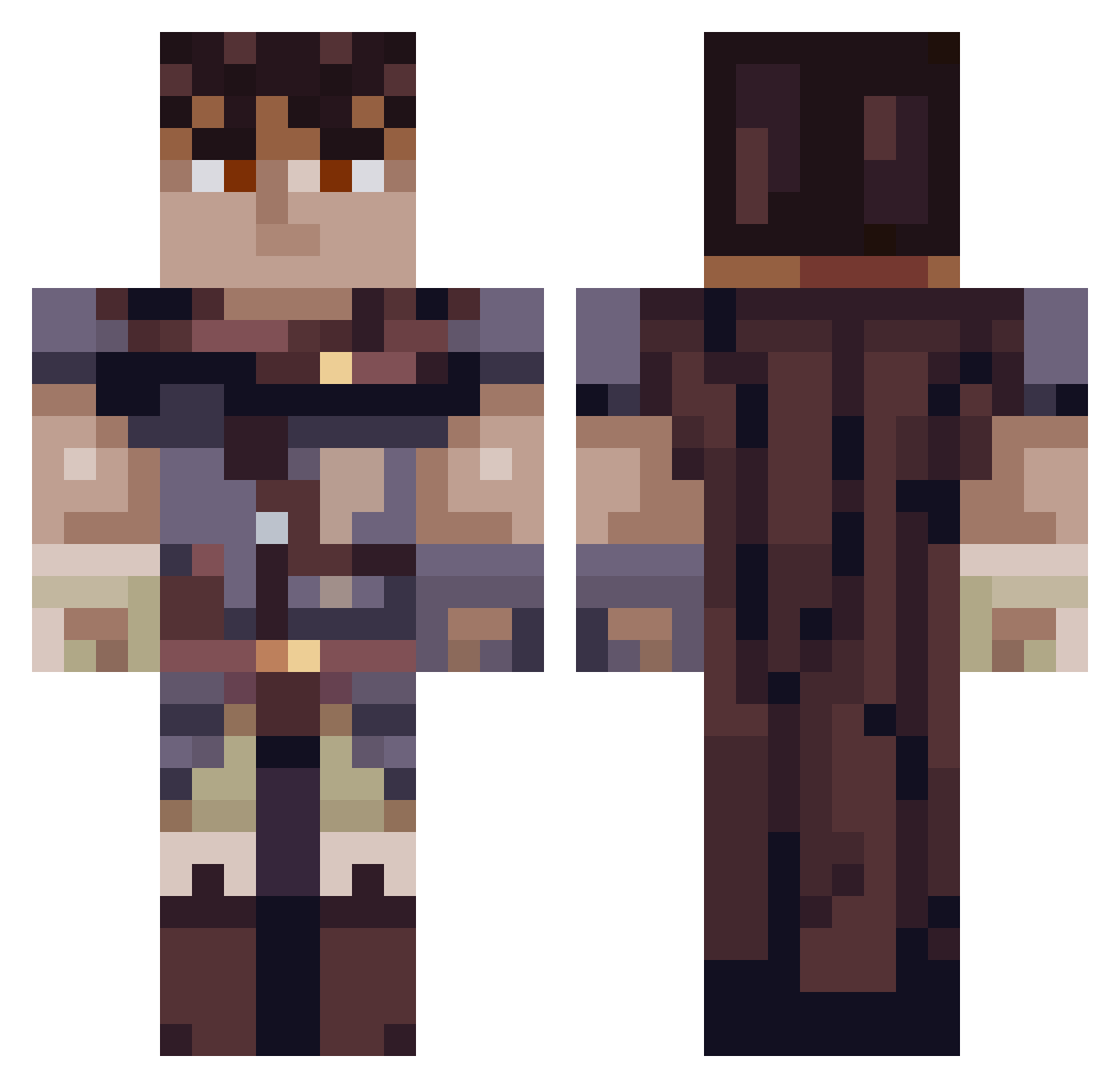 DicedTV Minecraft skin, front and back view
