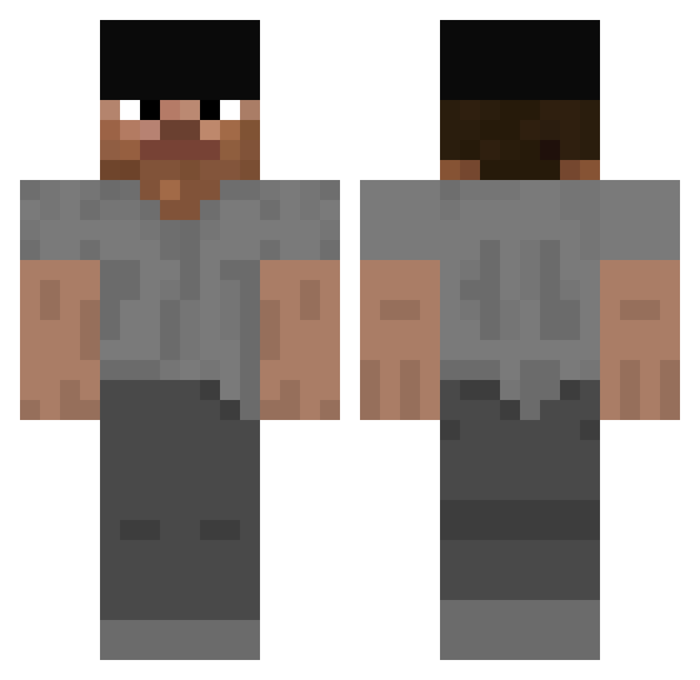 Teaches Minecraft skin, front and back view