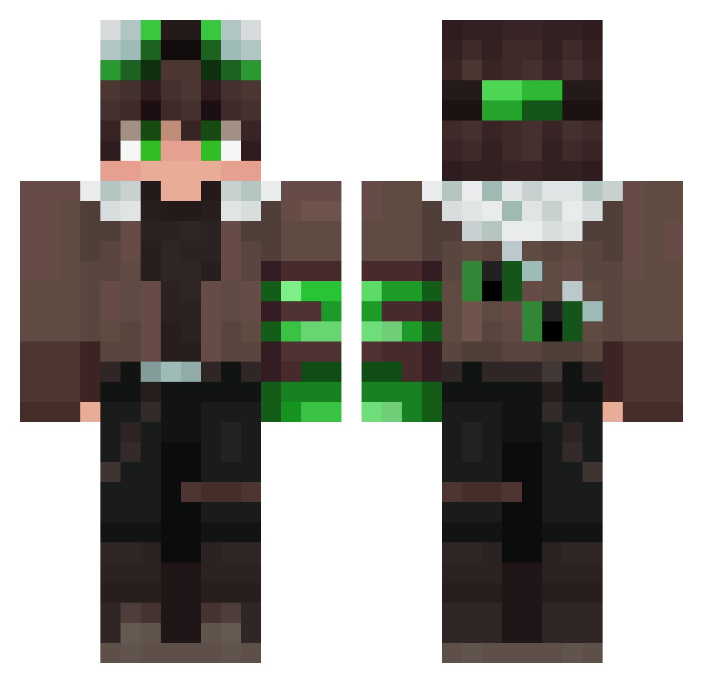 NuzzNim Minecraft skin, front and back view
