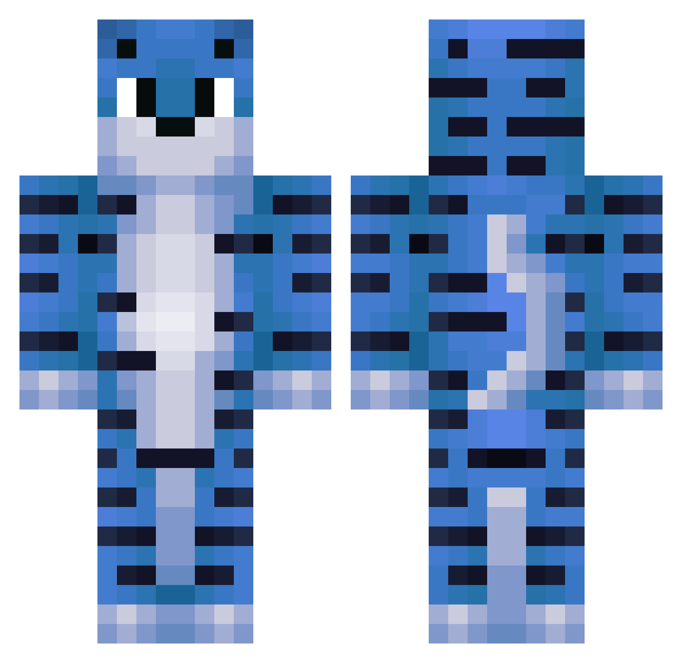 Exaggeration Minecraft skin, front and back view