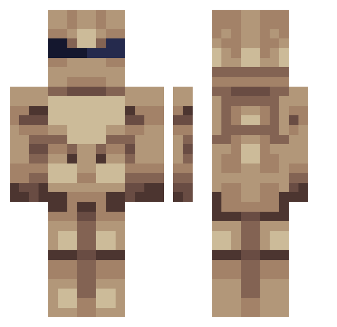 Tapster Minecraft skin, front and back view