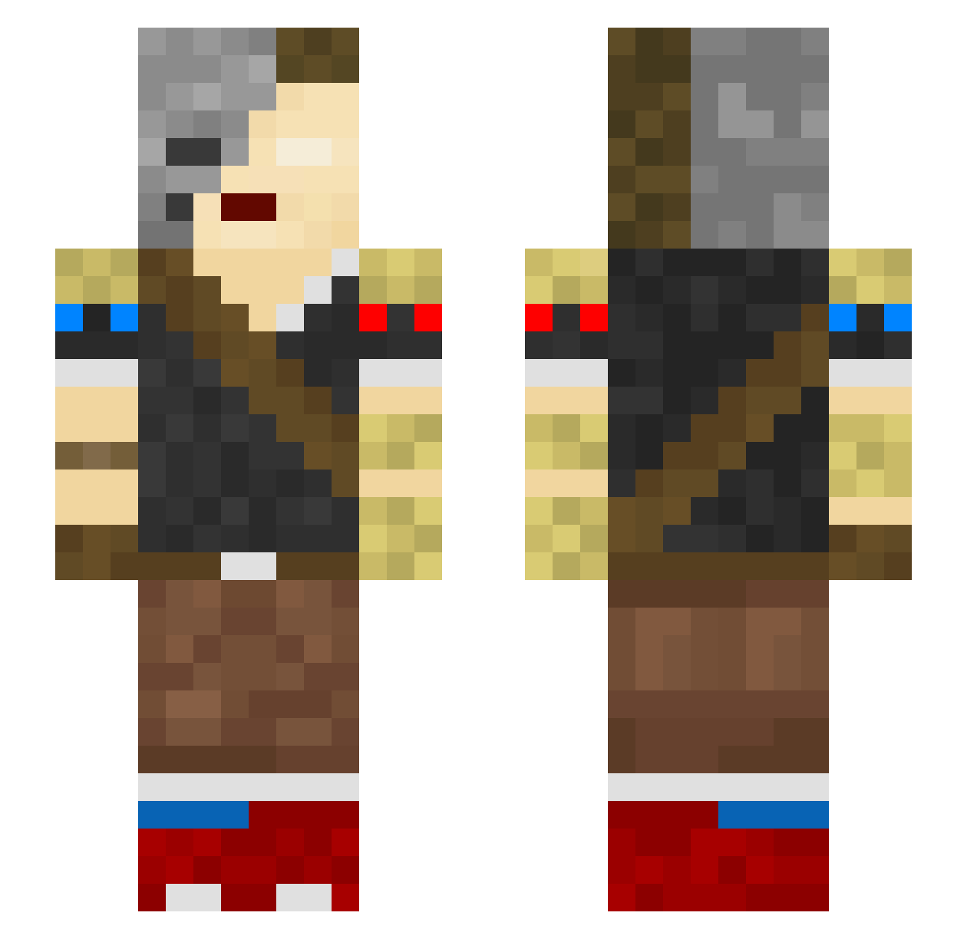 Ploxx Minecraft skin, front and back view