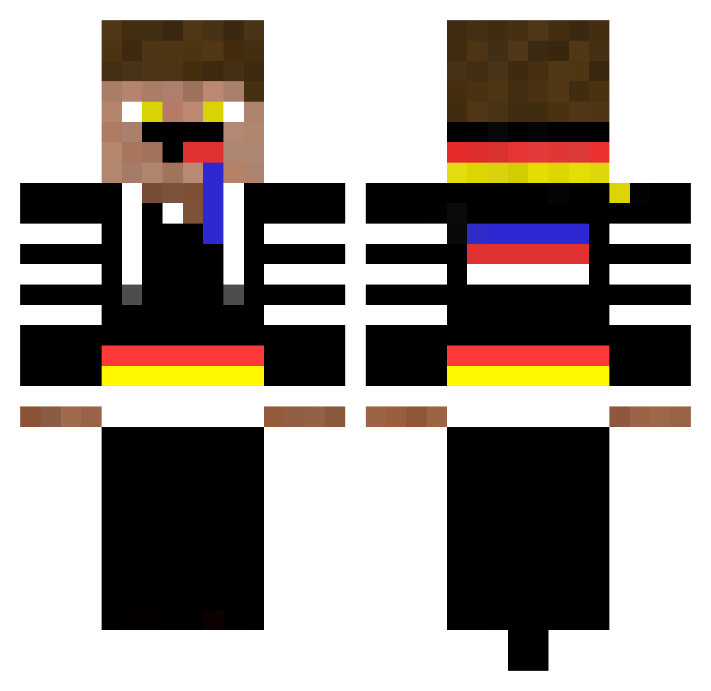 MehrRammAlsStein Minecraft skin, front and back view