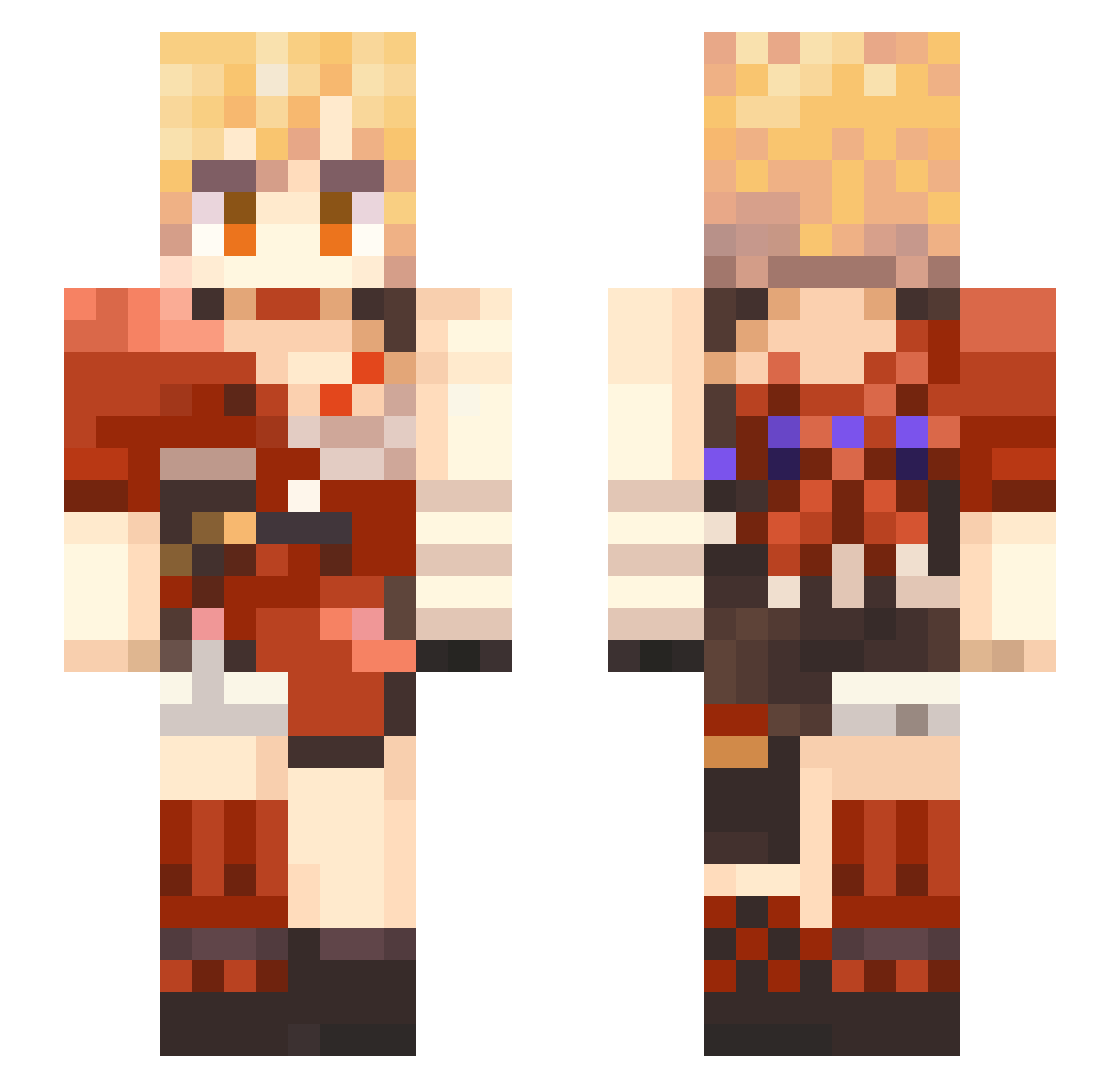 COS77 Minecraft skin, front and back view