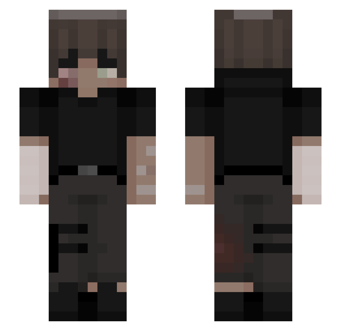 NotAkali Minecraft skin, front and back view
