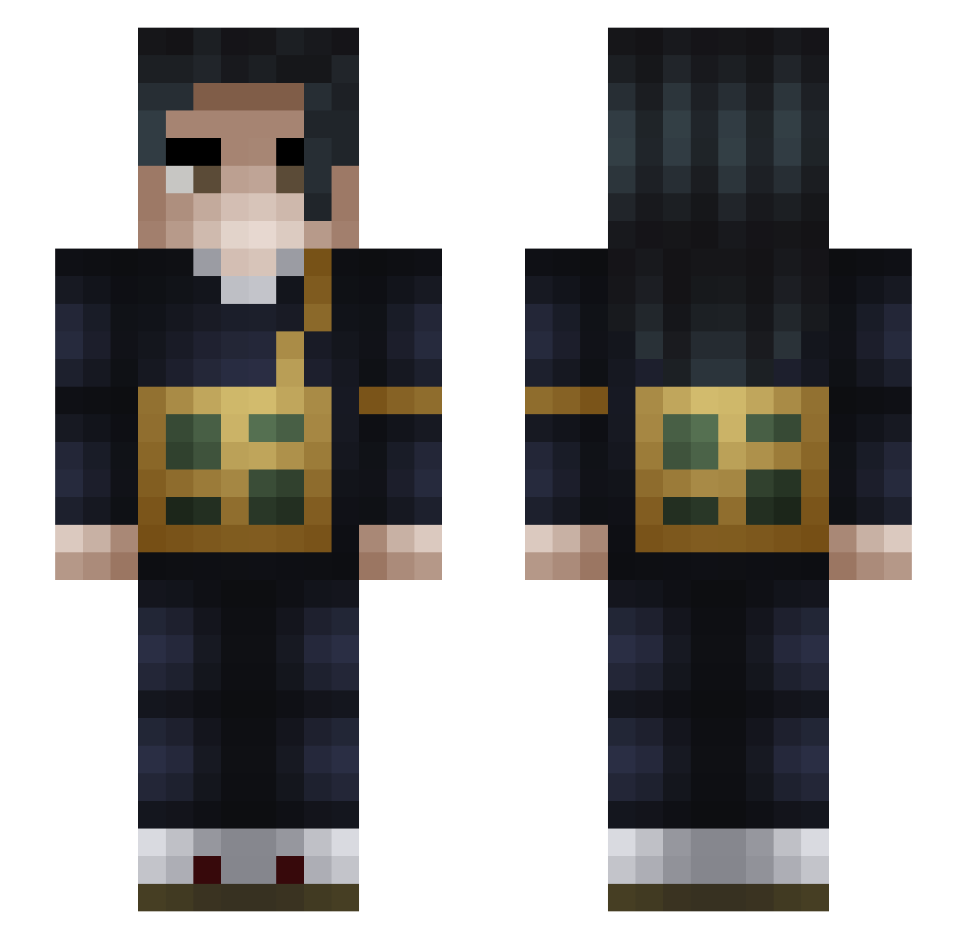 baticide Minecraft skin, front and back view