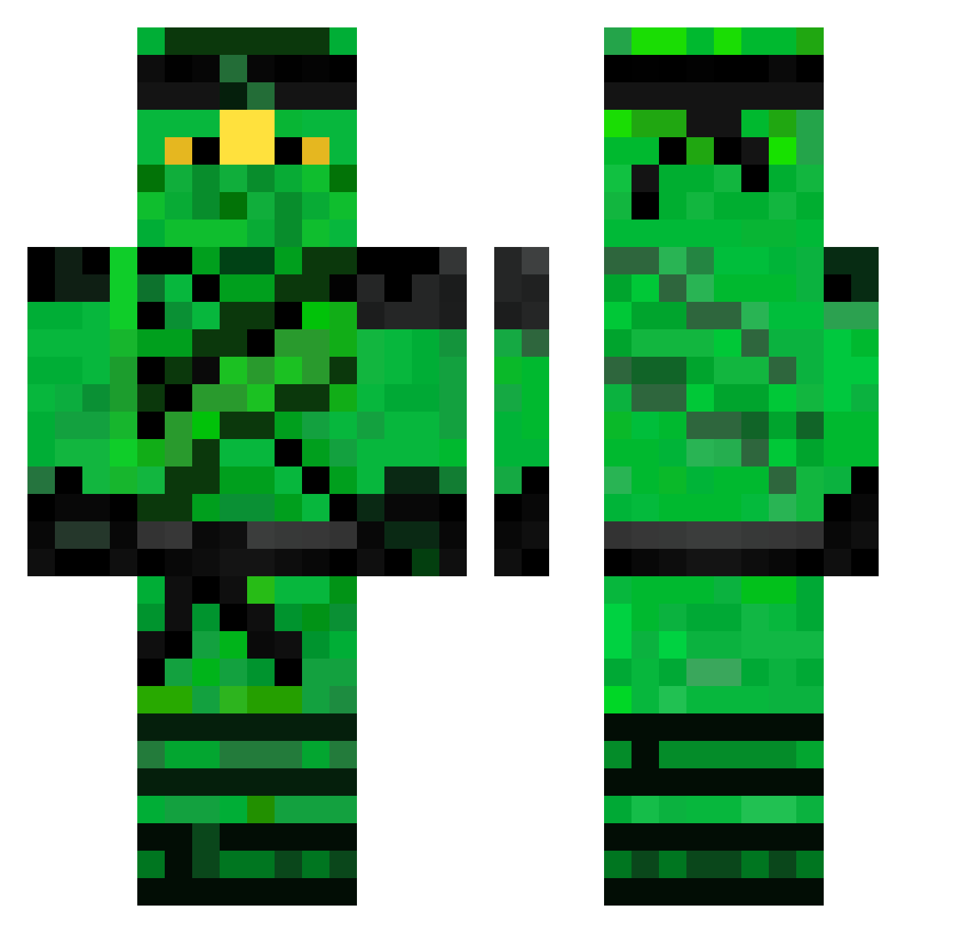 _flyek Minecraft skin, front and back view