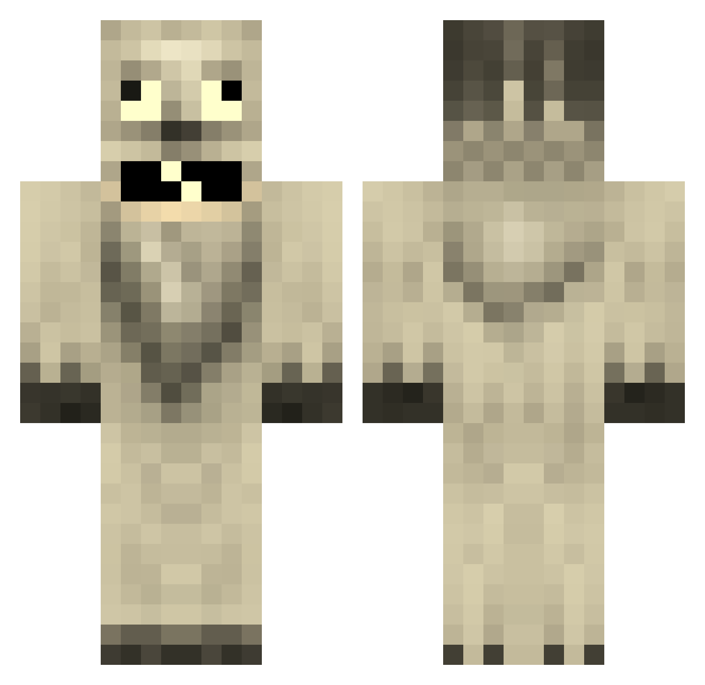 Wntig Minecraft skin, front and back view