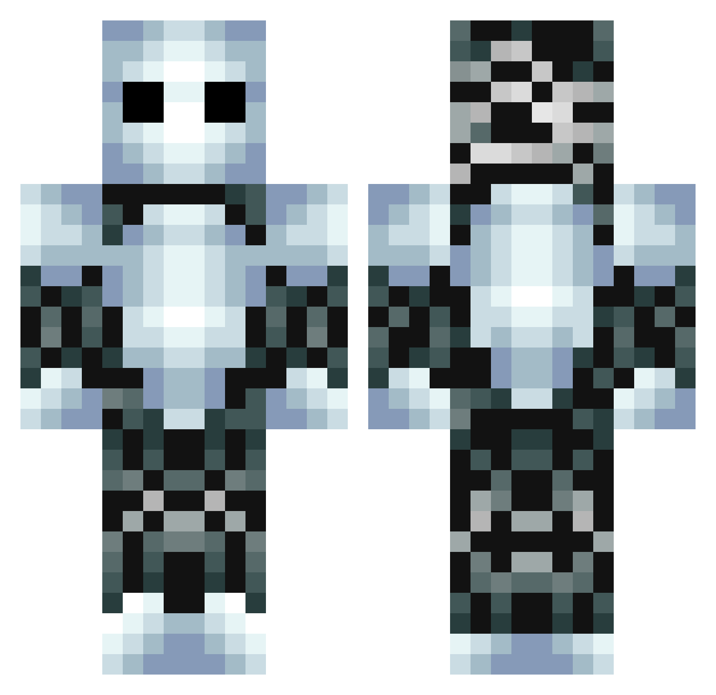 iso2t Minecraft skin, front and back view