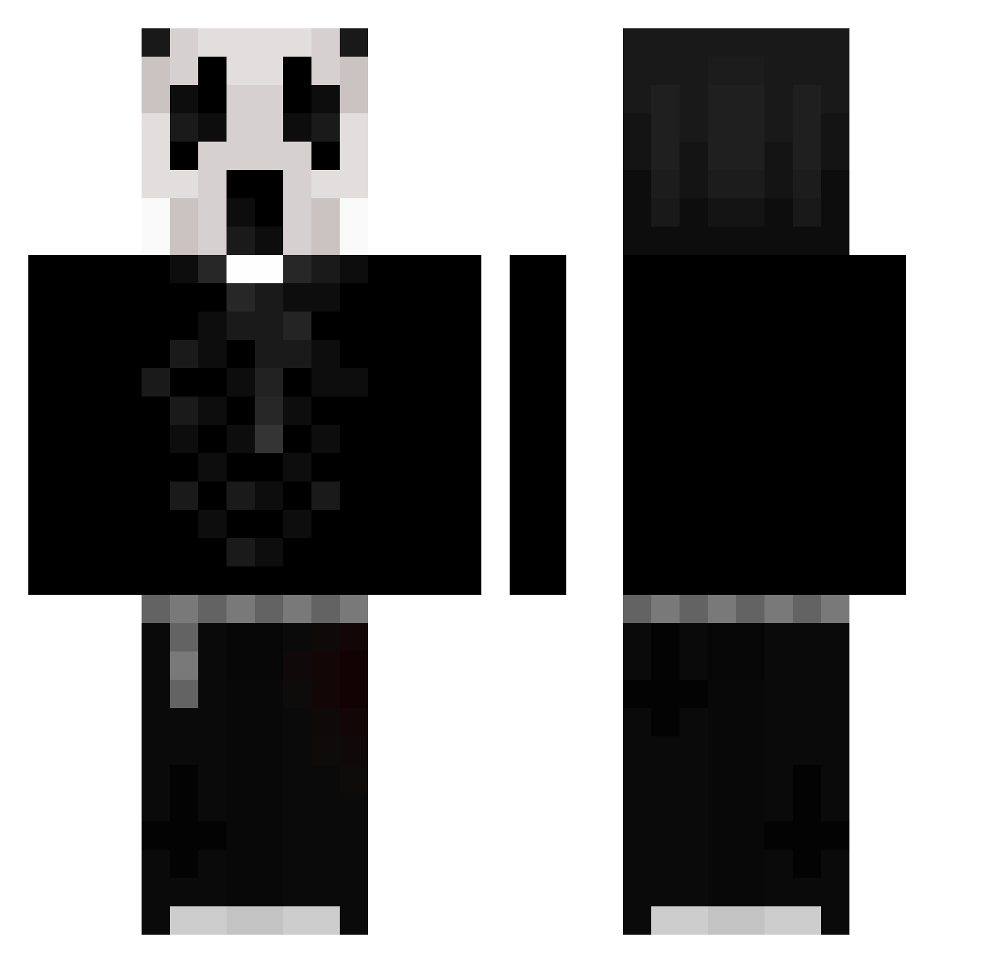 Mr_Goth Minecraft skin, front and back view