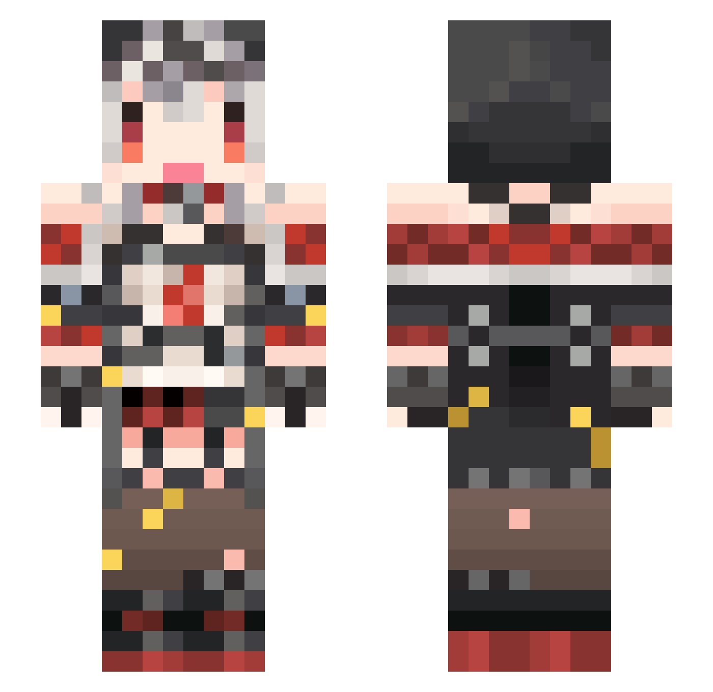 Hiyashi111 Minecraft skin, front and back view