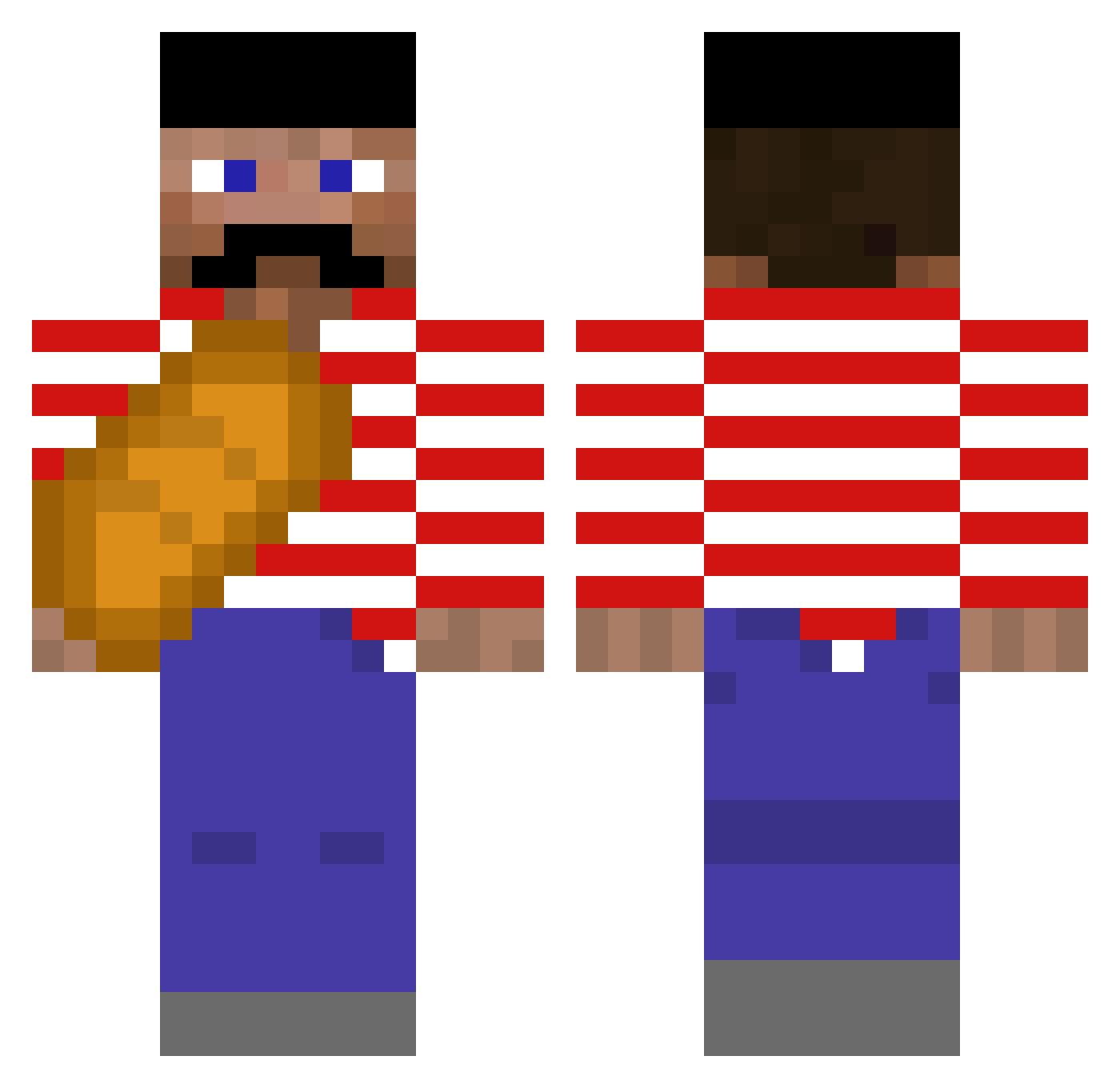JuanTheMon Minecraft skin, front and back view