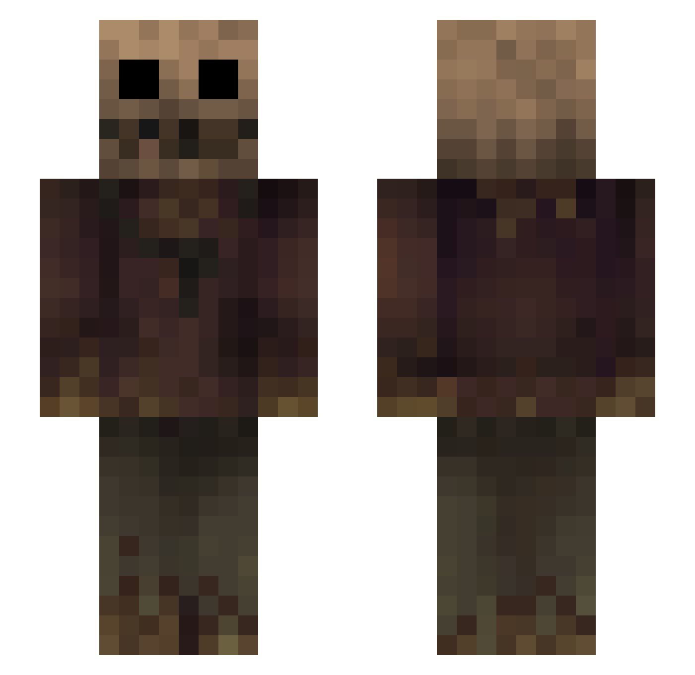 Aerossx Minecraft skin, front and back view