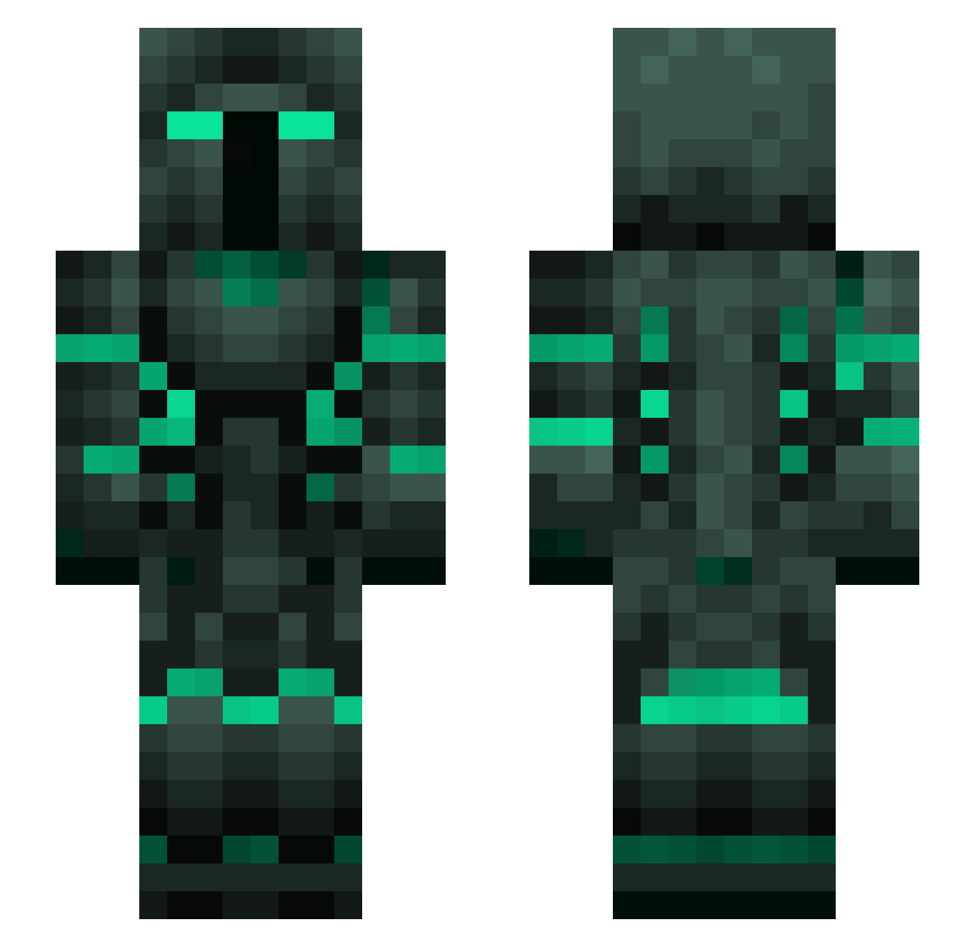 Raidominus Minecraft skin, front and back view