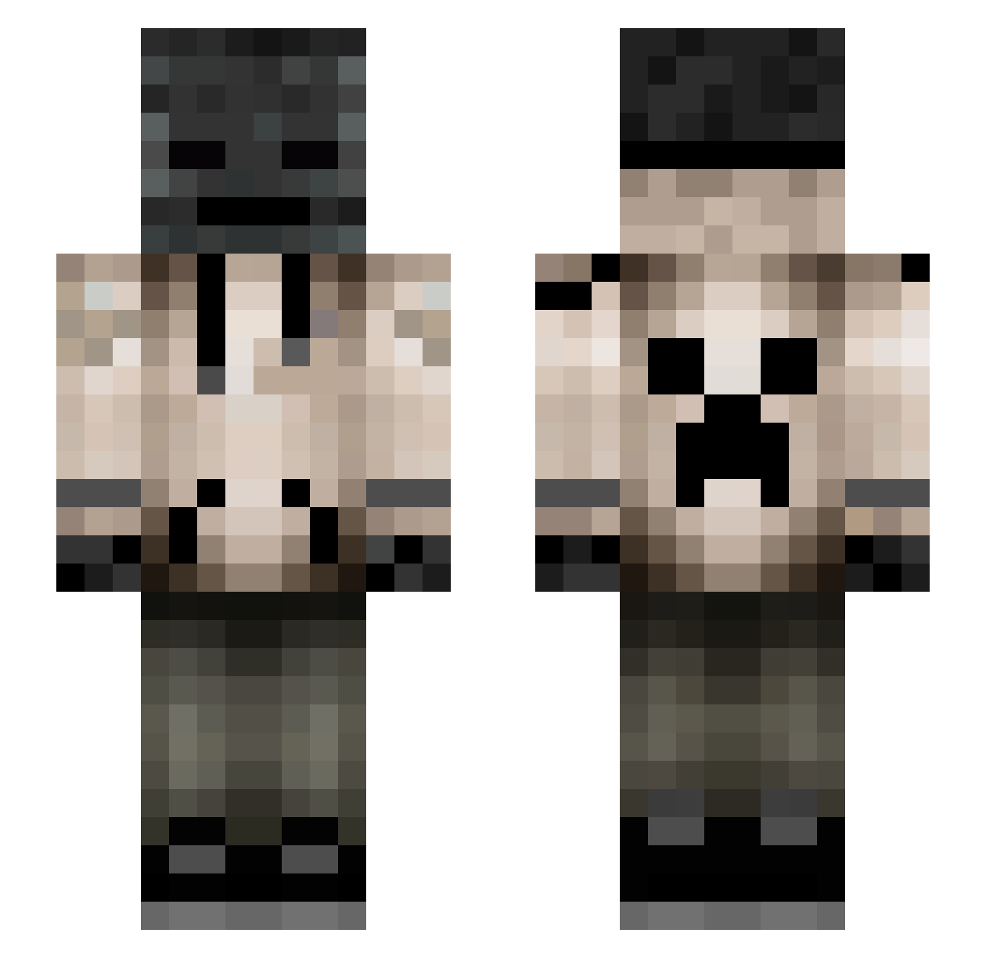 dauberham Minecraft skin, front and back view