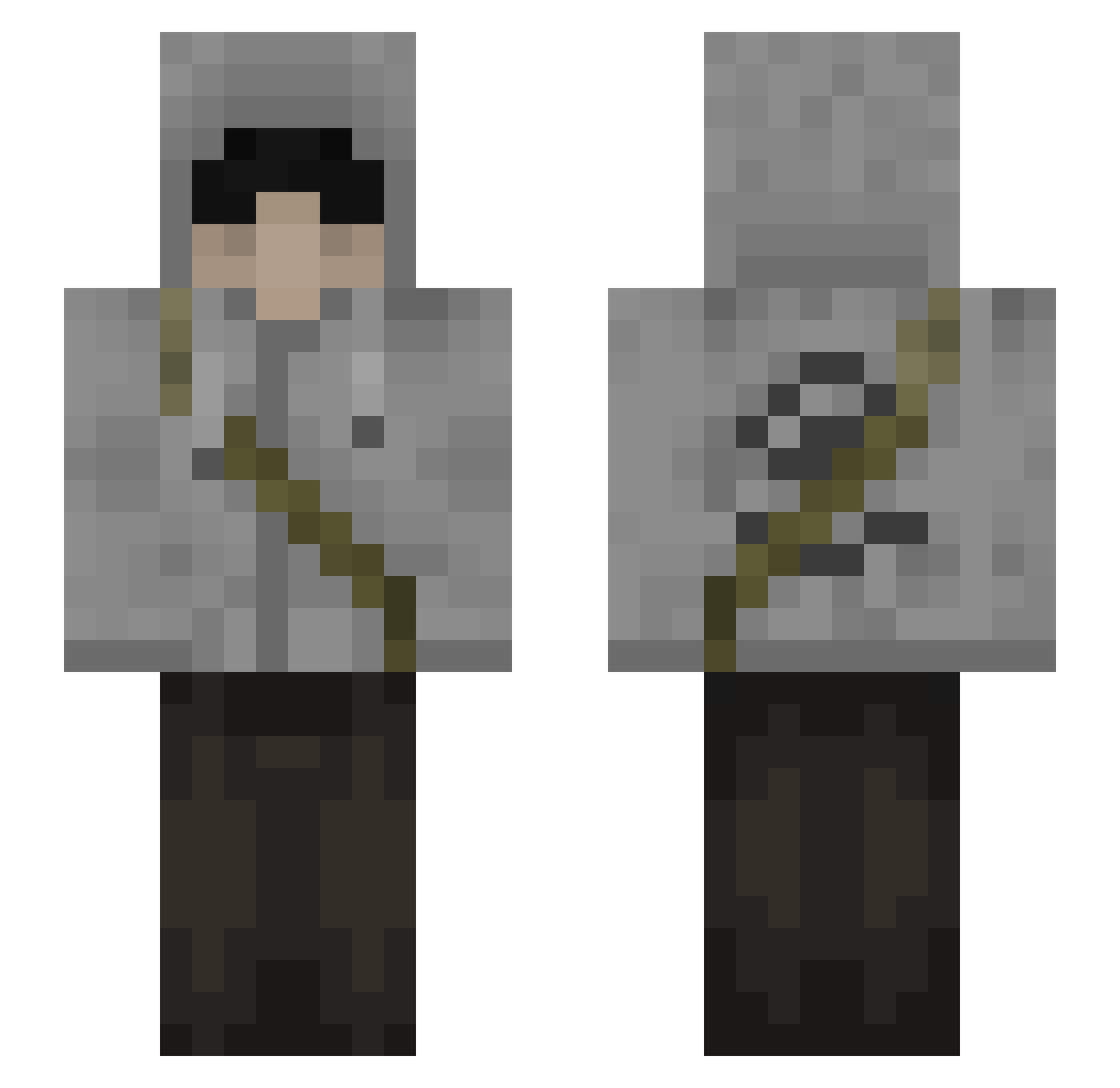 Fluxy34 Minecraft skin, front and back view