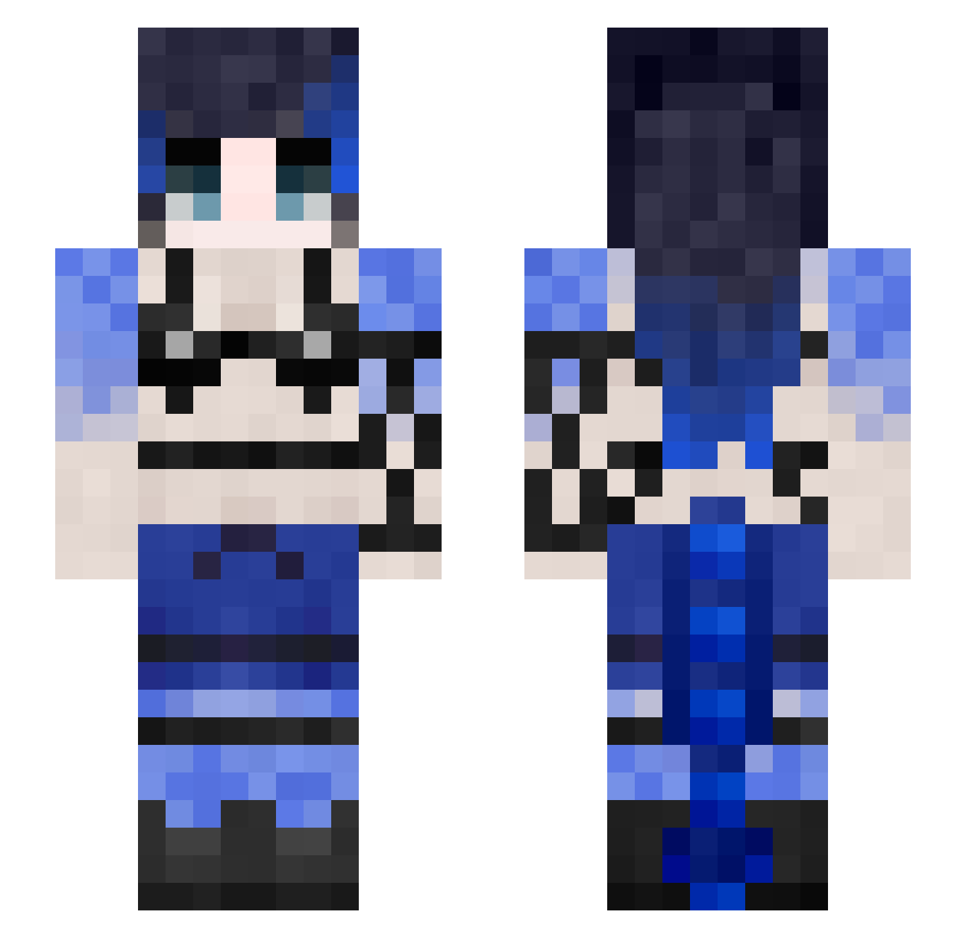 Qynoa Minecraft skin, front and back view