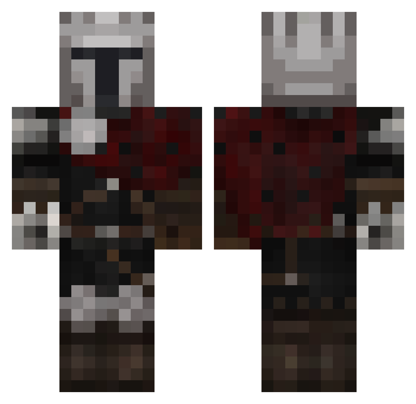 Wixo36 Minecraft skin, front and back view