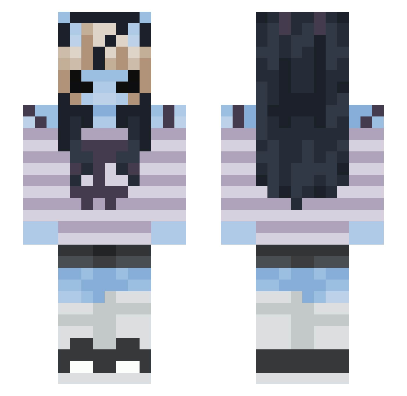Snaggli Minecraft skin, front and back view