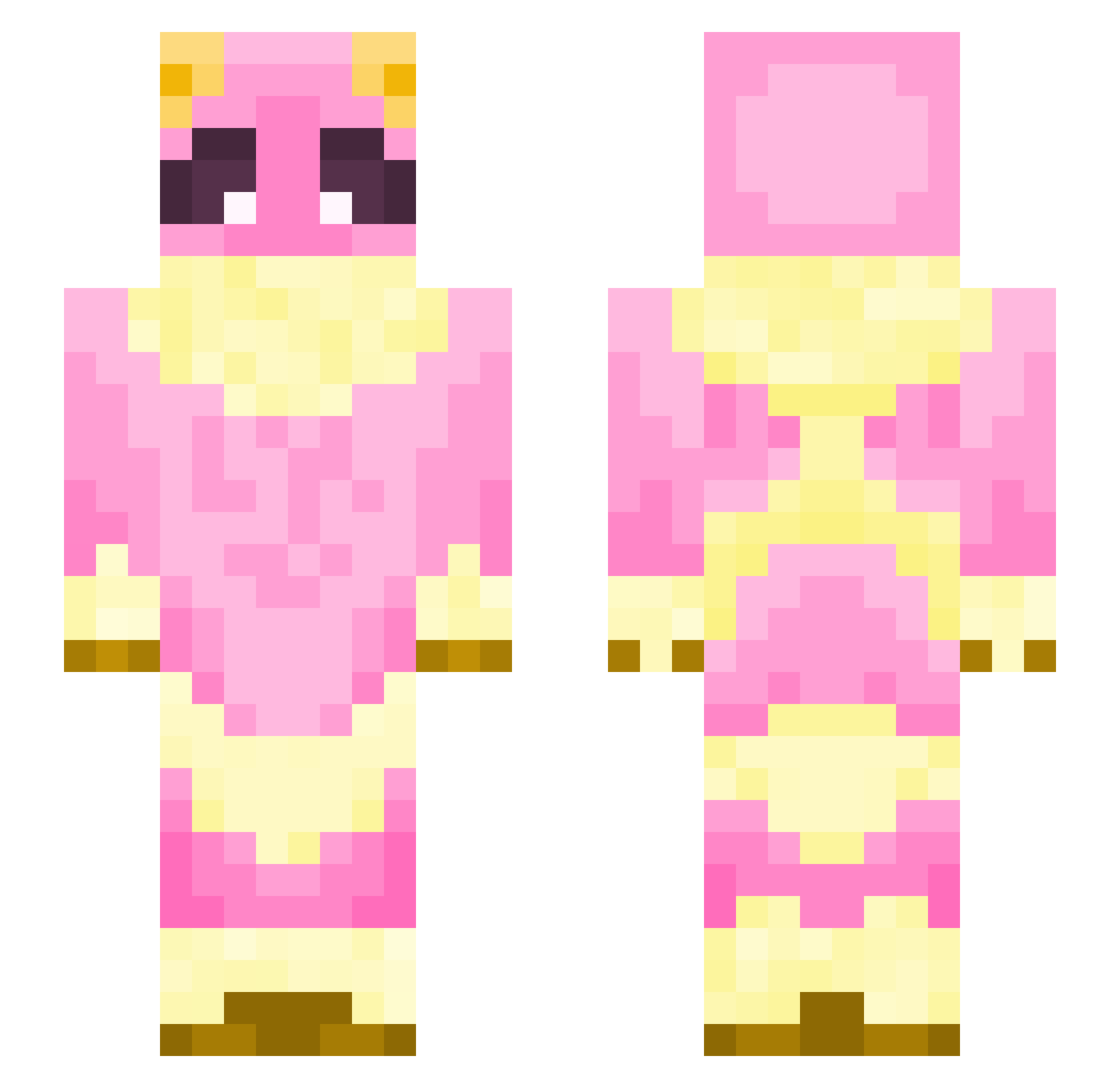PinterTwinkle Minecraft skin, front and back view