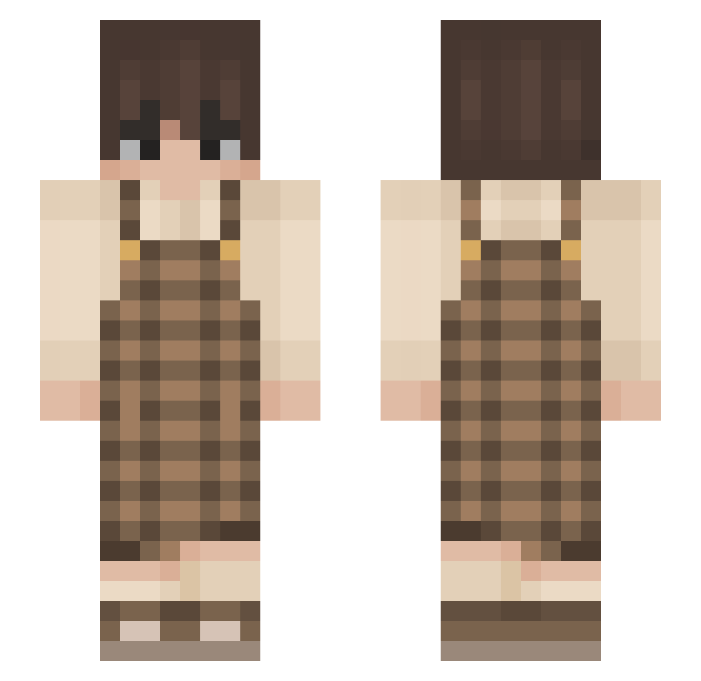 Unsuspicious Minecraft skin, front and back view
