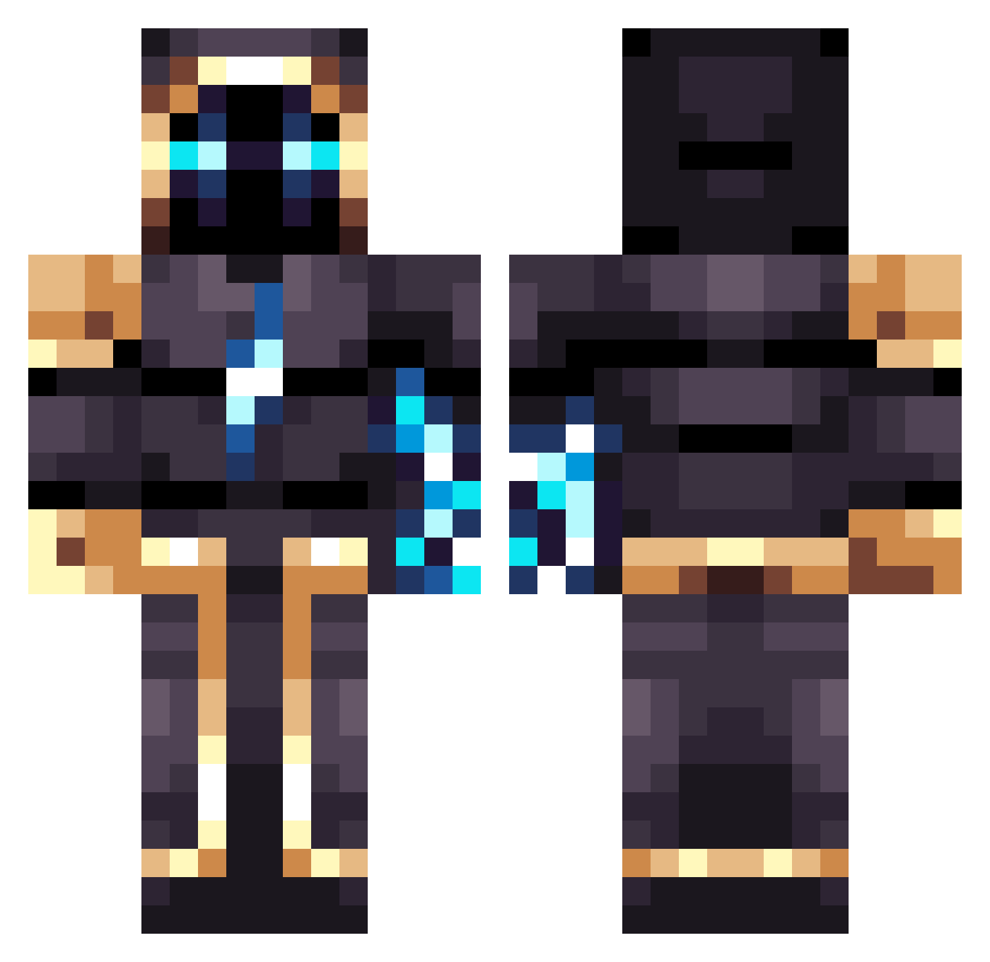 Fire_star_x Minecraft skin, front and back view