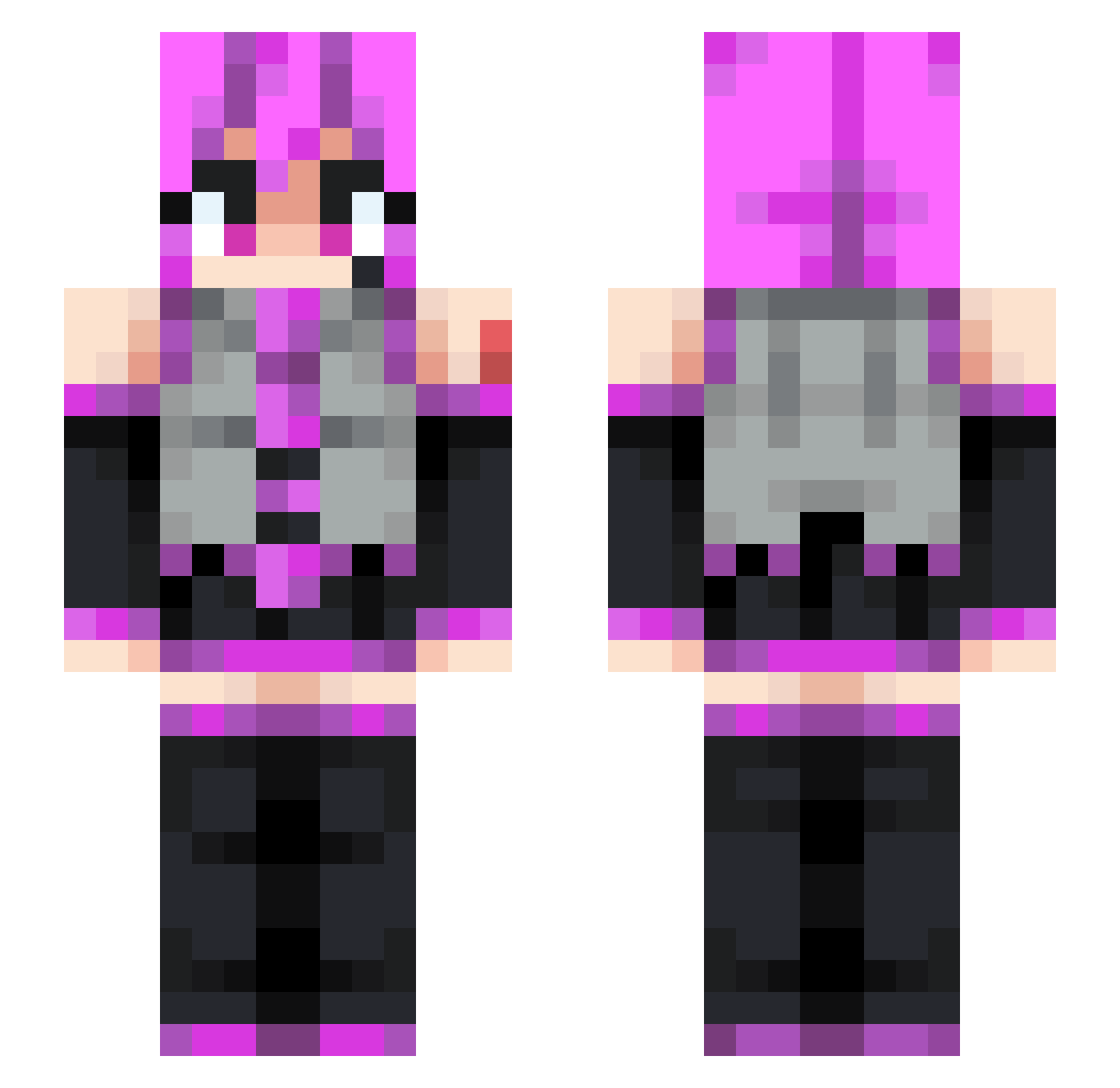 Siahwolf Minecraft skin, front and back view