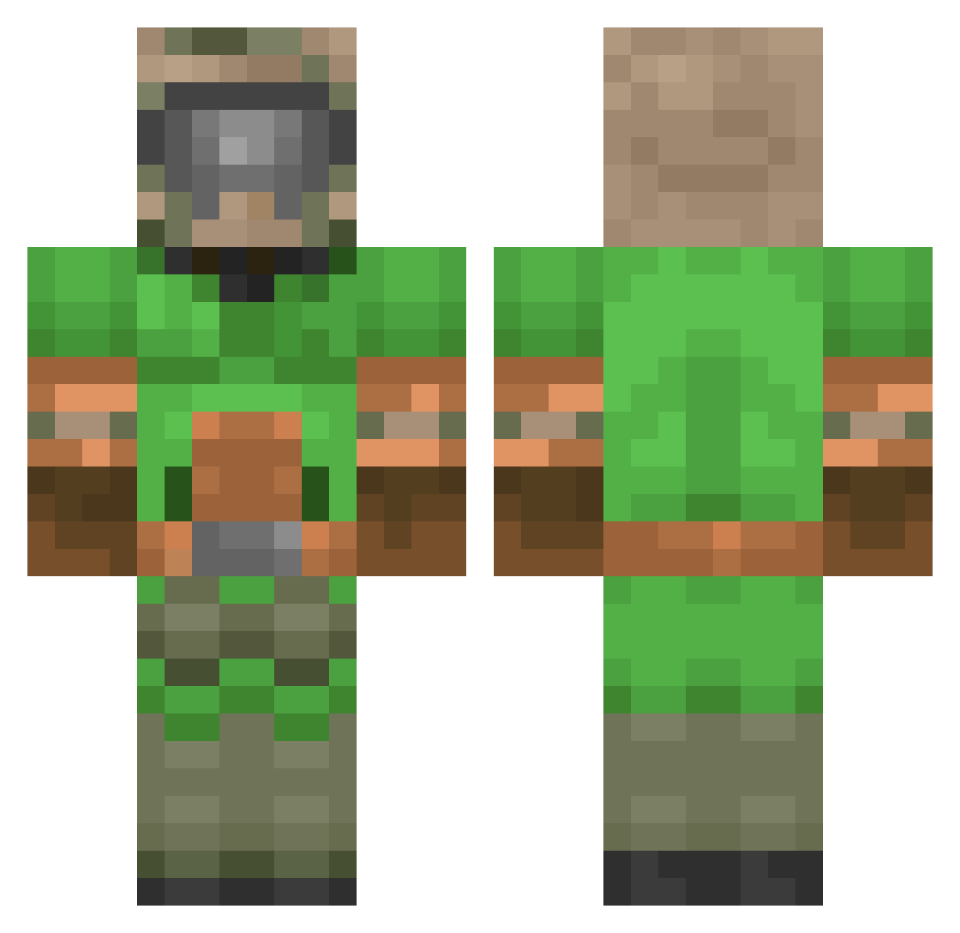 Olliverpoop Minecraft skin, front and back view
