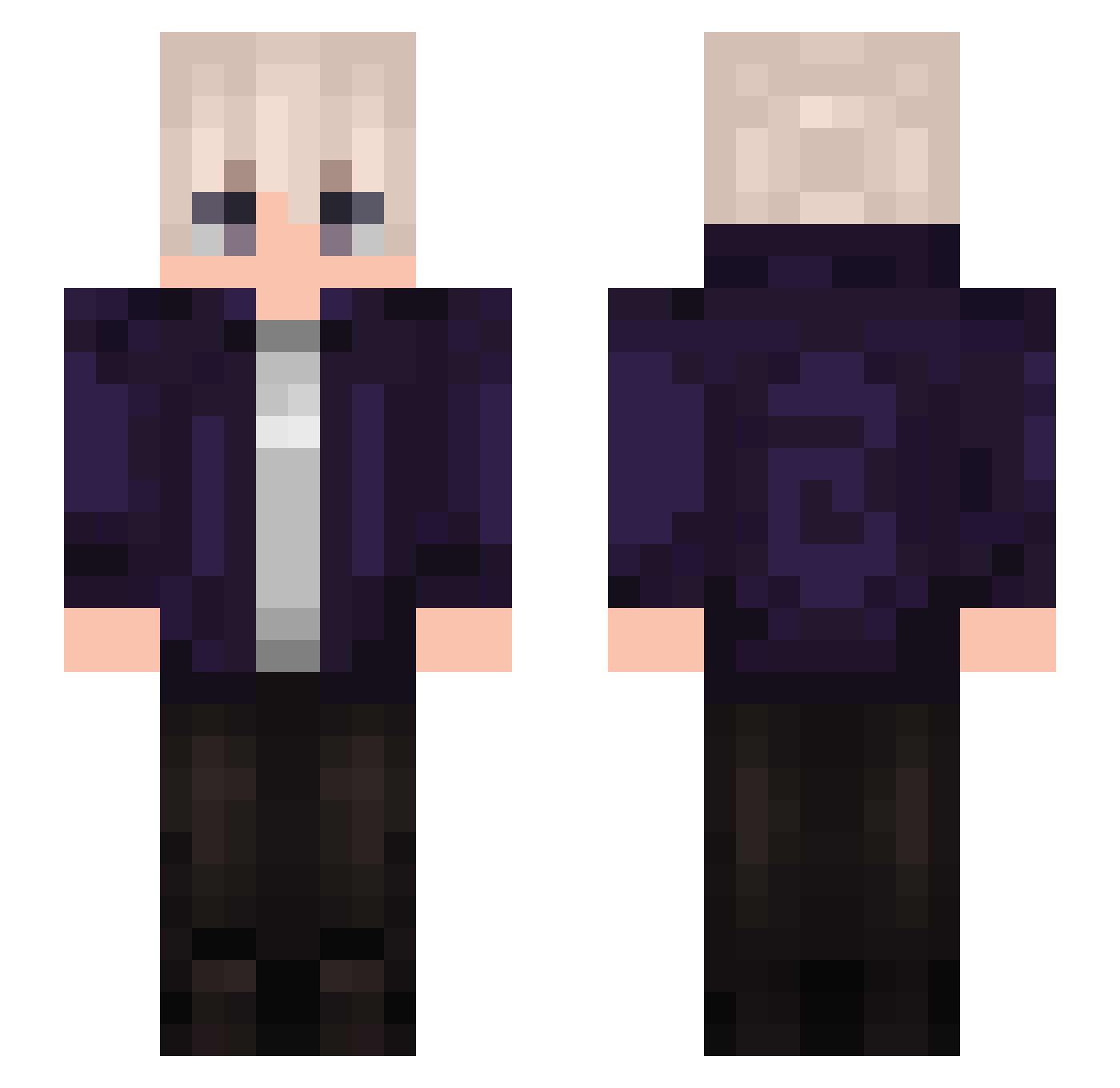 zXquadra Minecraft skin, front and back view