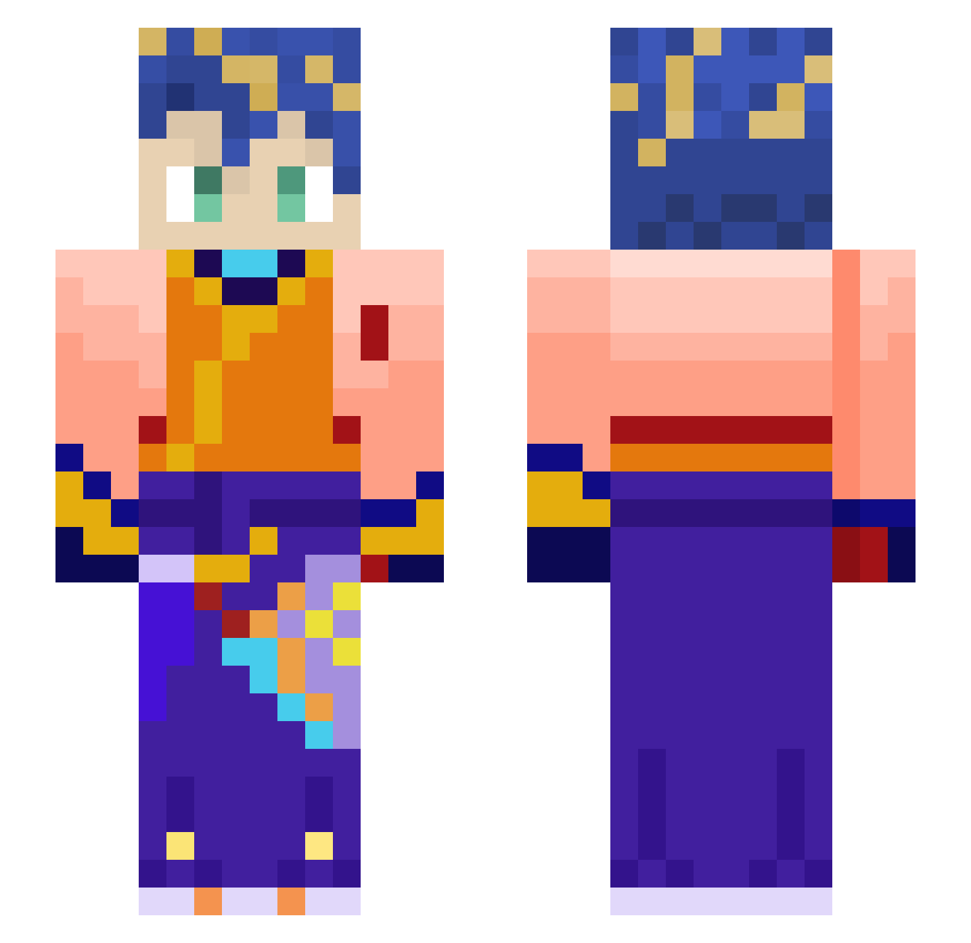 Livechama Minecraft skin, front and back view
