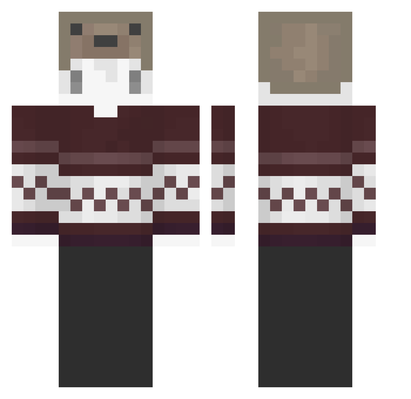ThinJelly Minecraft skin, front and back view