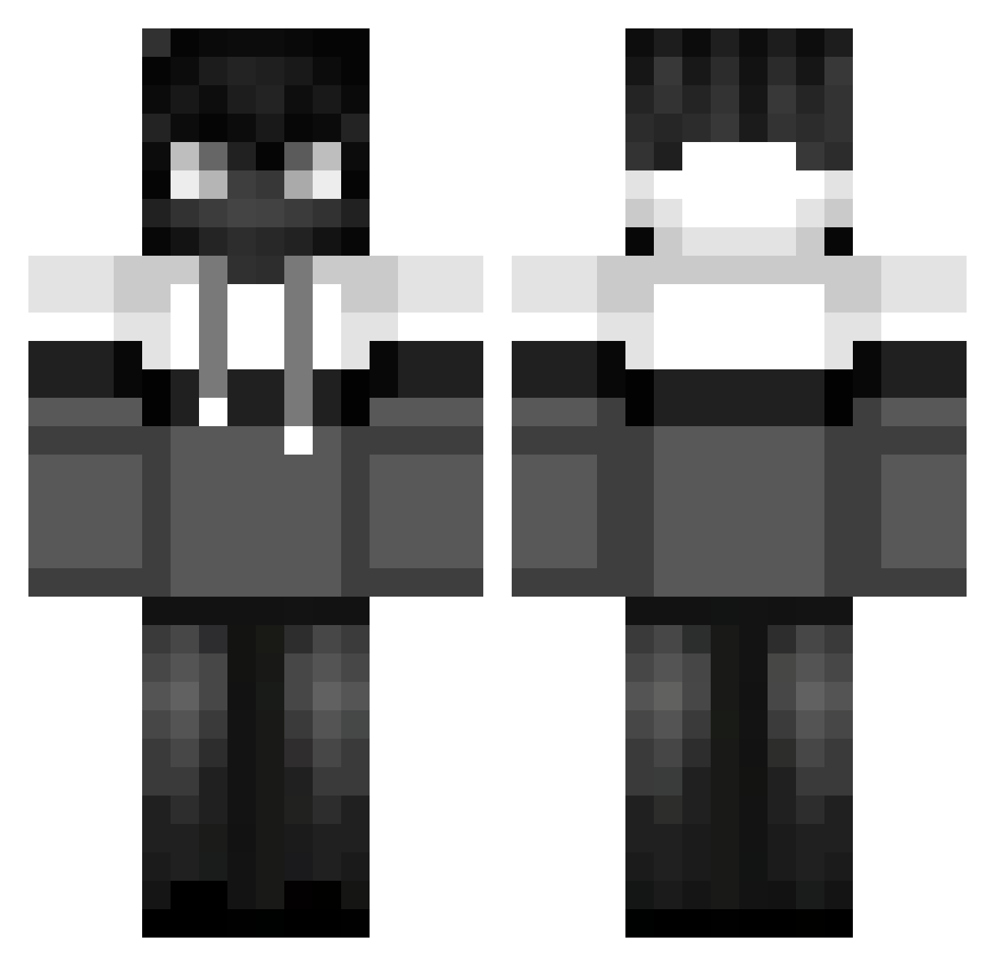 Whirret Minecraft skin, front and back view