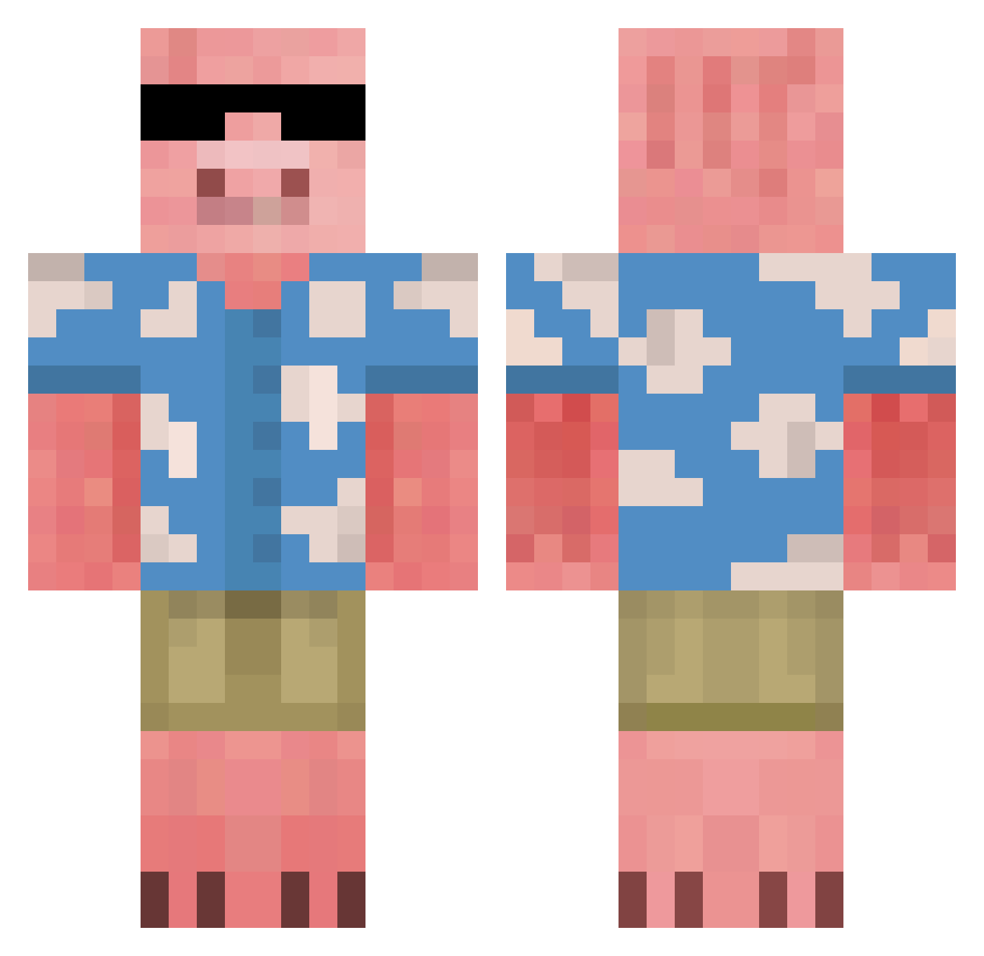 Joddfds Minecraft skin, front and back view
